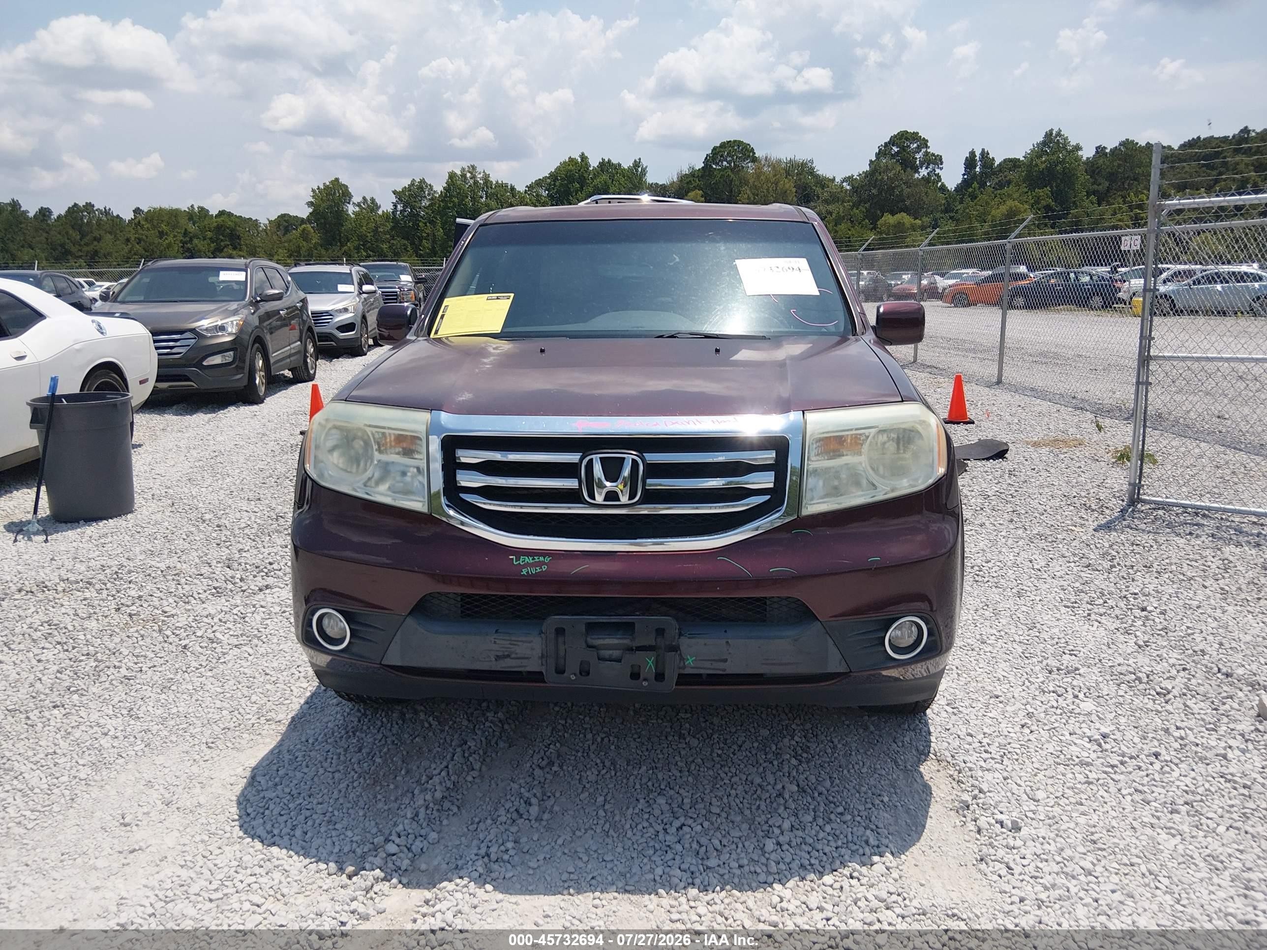 2012 Honda Pilot Ex-l Burgundy vin: 5FNYF3H64CB016252