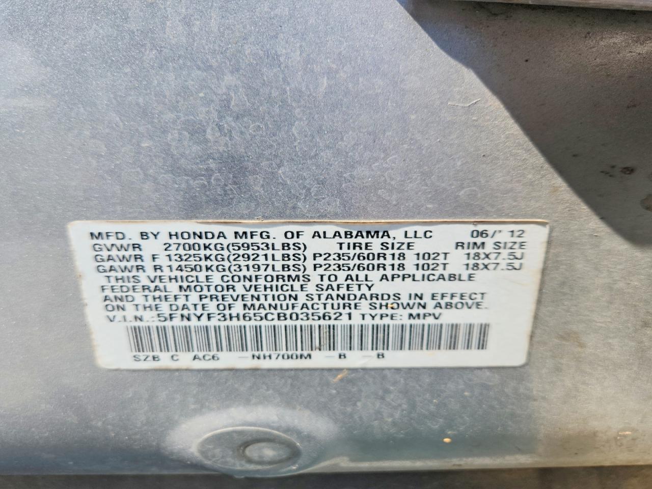 2012 Honda Pilot Exl Серебряный vin: 5FNYF3H65CB035621