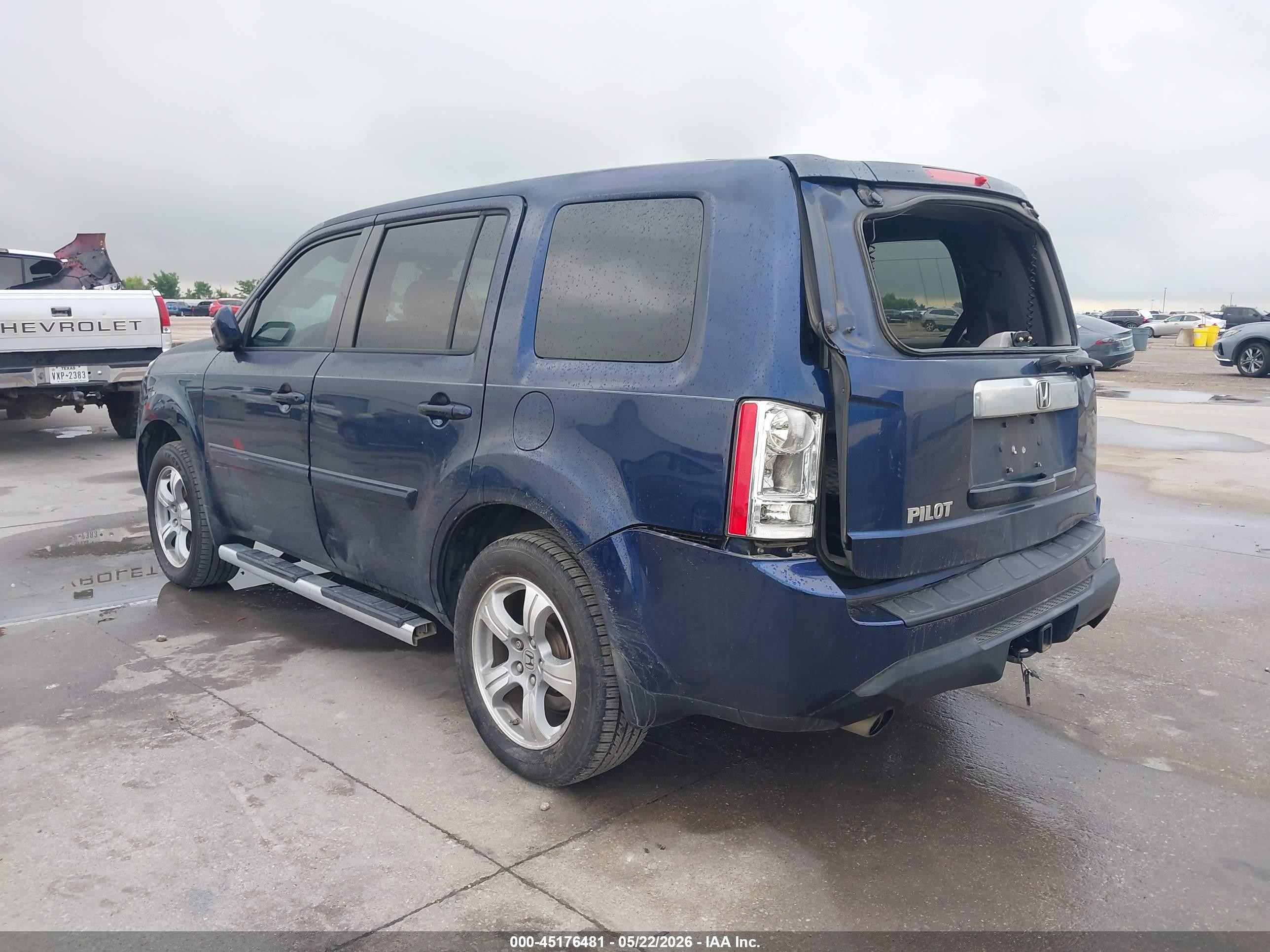 2014 Honda Pilot Ex-l Blue vin: 5FNYF3H66EB026607