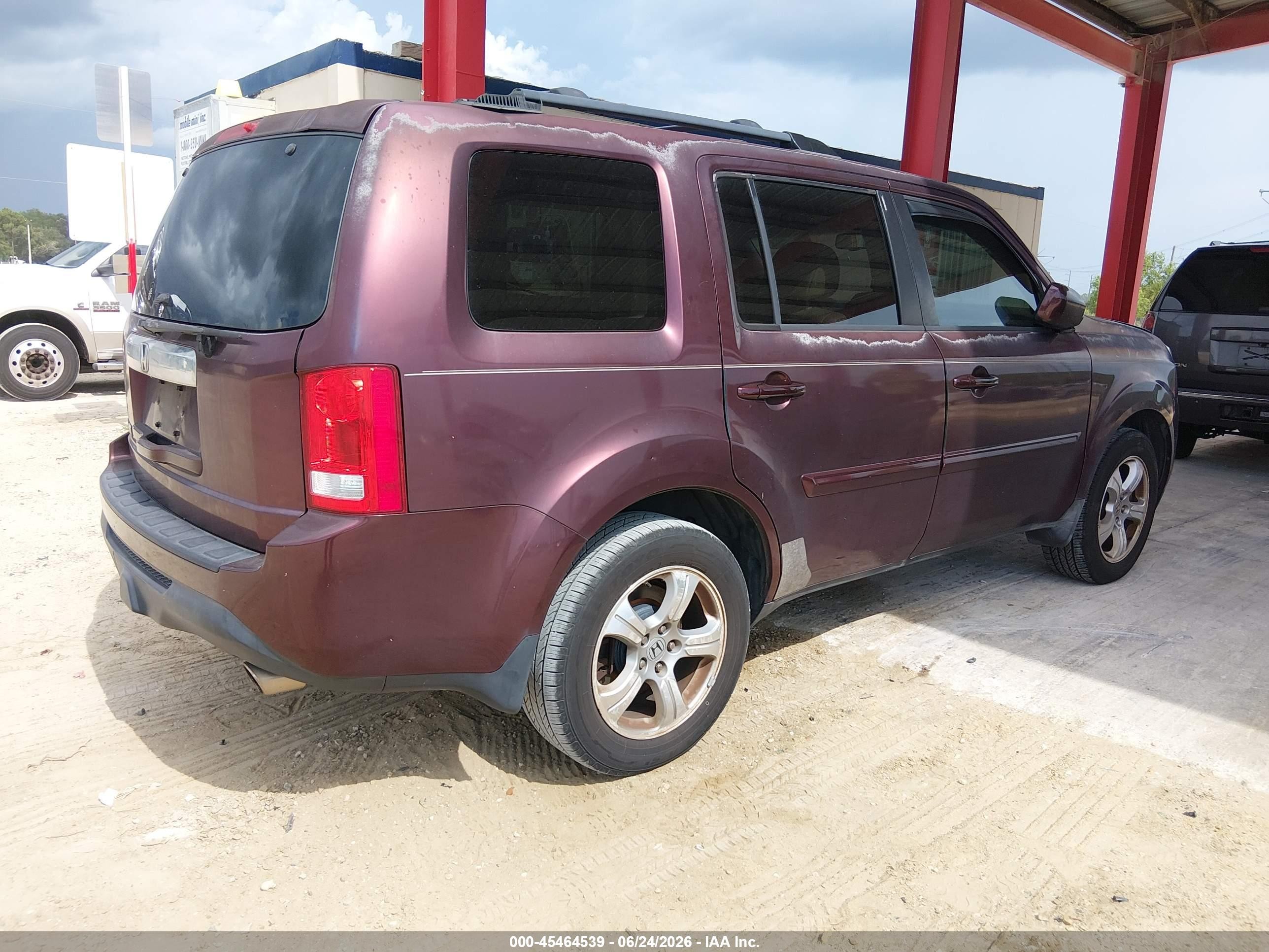 2012 Honda Pilot Ex-l Burgundy vin: 5FNYF3H67CB028797