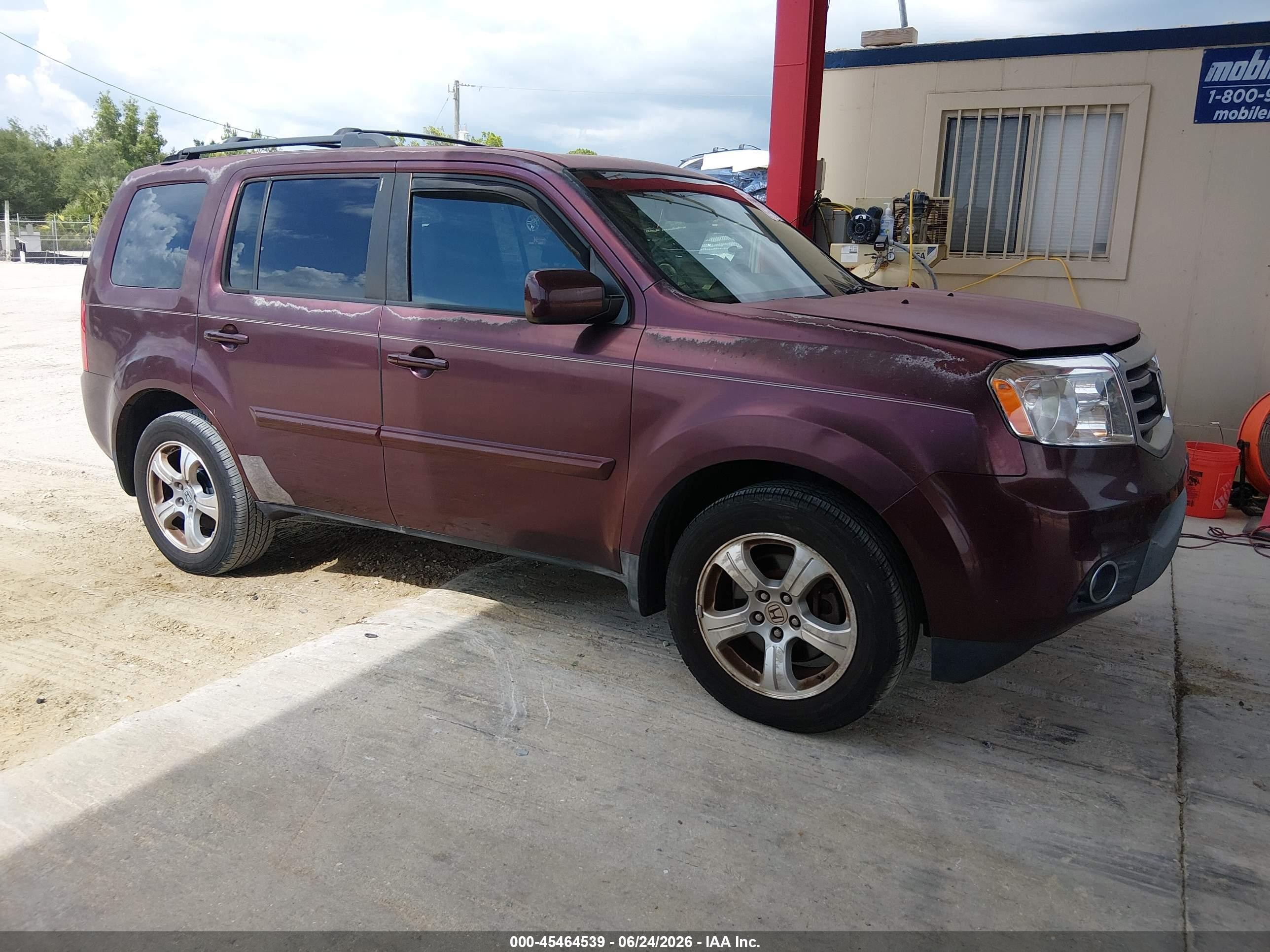 2012 Honda Pilot Ex-l Burgundy vin: 5FNYF3H67CB028797