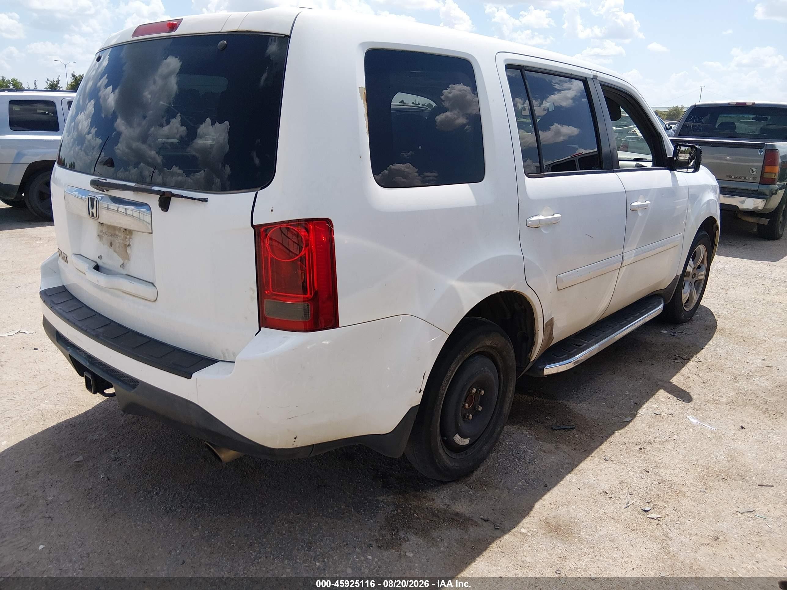 2013 Honda Pilot Ex-l Белый vin: 5FNYF3H67DB010544