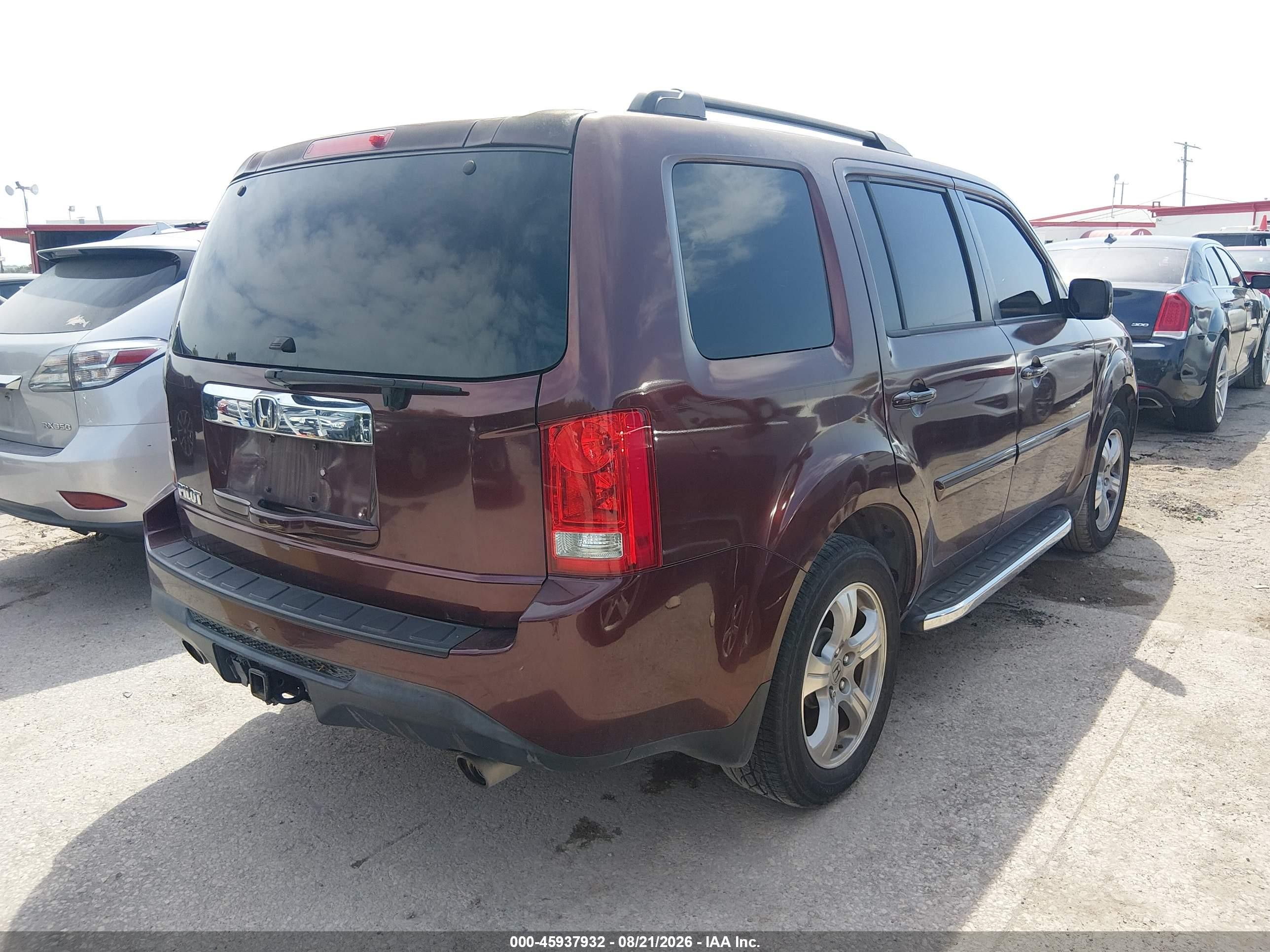 2012 Honda Pilot Ex-l Burgundy vin: 5FNYF3H69CB015890