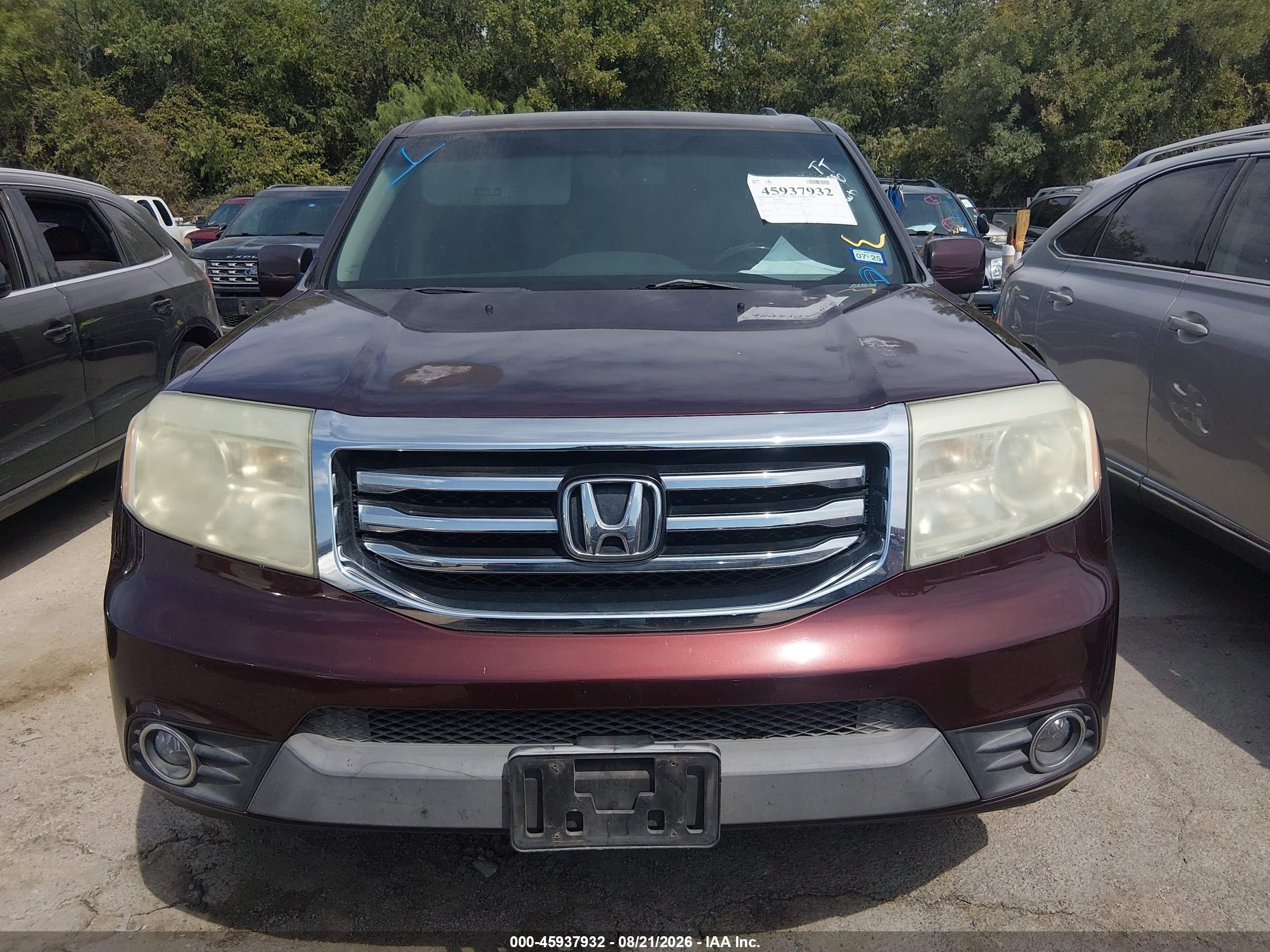 2012 Honda Pilot Ex-l Burgundy vin: 5FNYF3H69CB015890