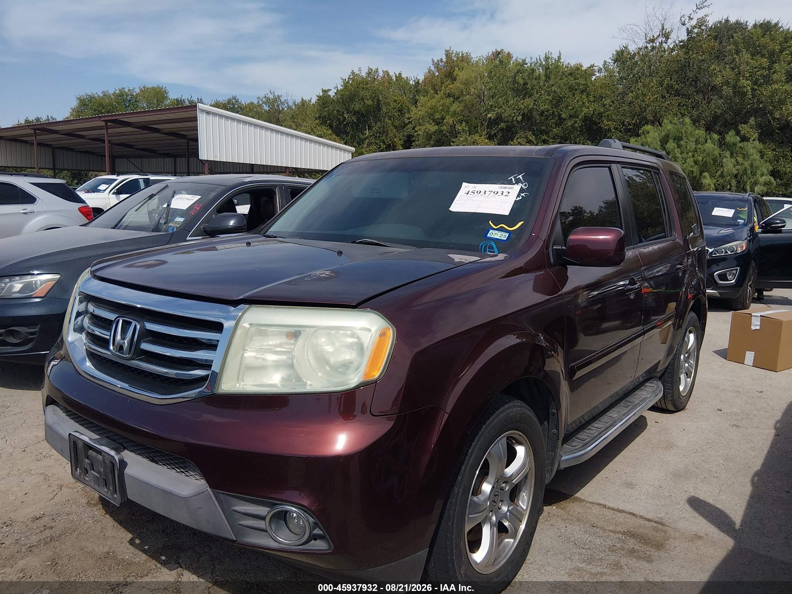 2012 Honda Pilot Ex-l Burgundy vin: 5FNYF3H69CB015890