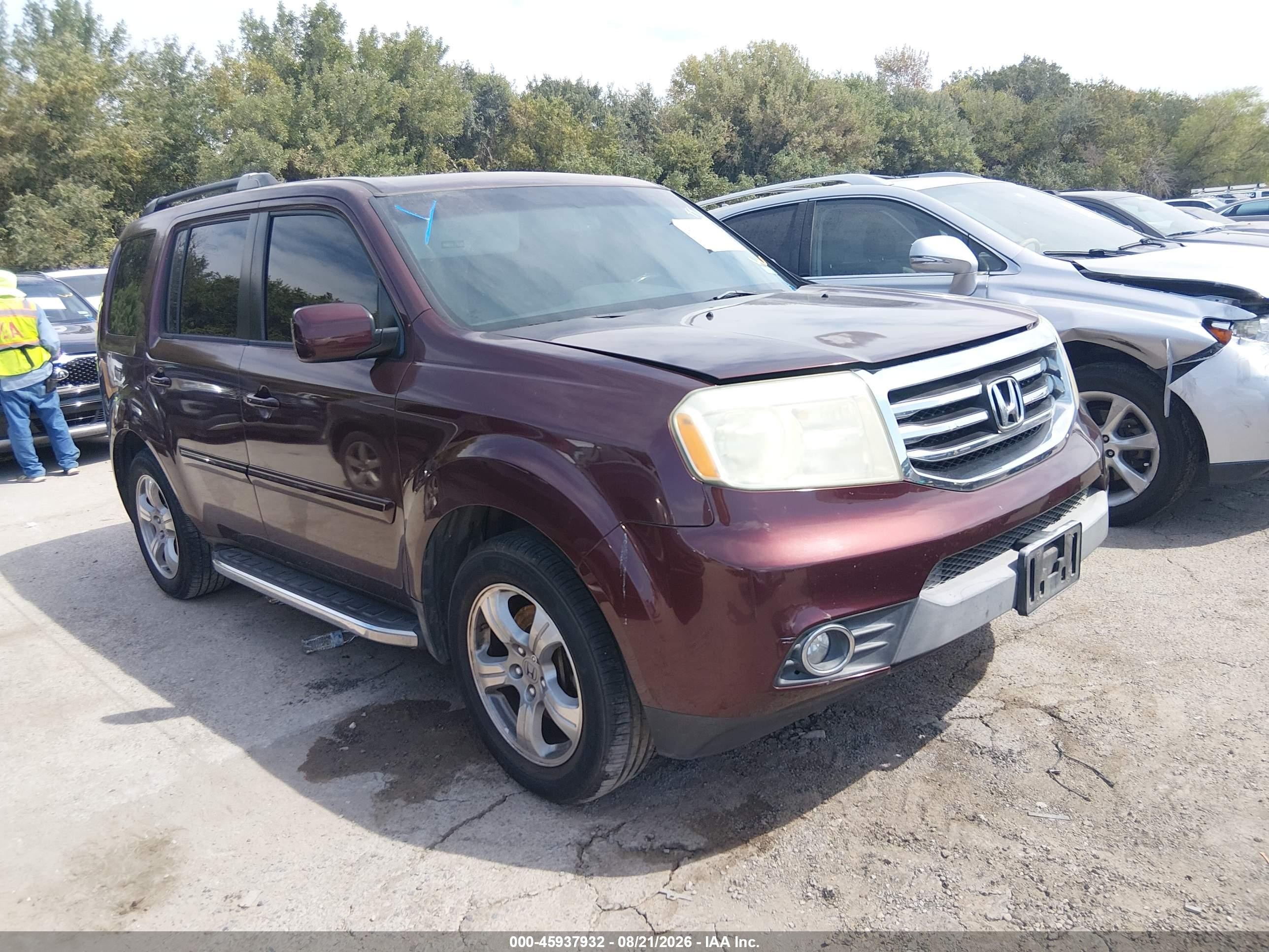 2012 Honda Pilot Ex-l Бордовый vin: 5FNYF3H69CB015890