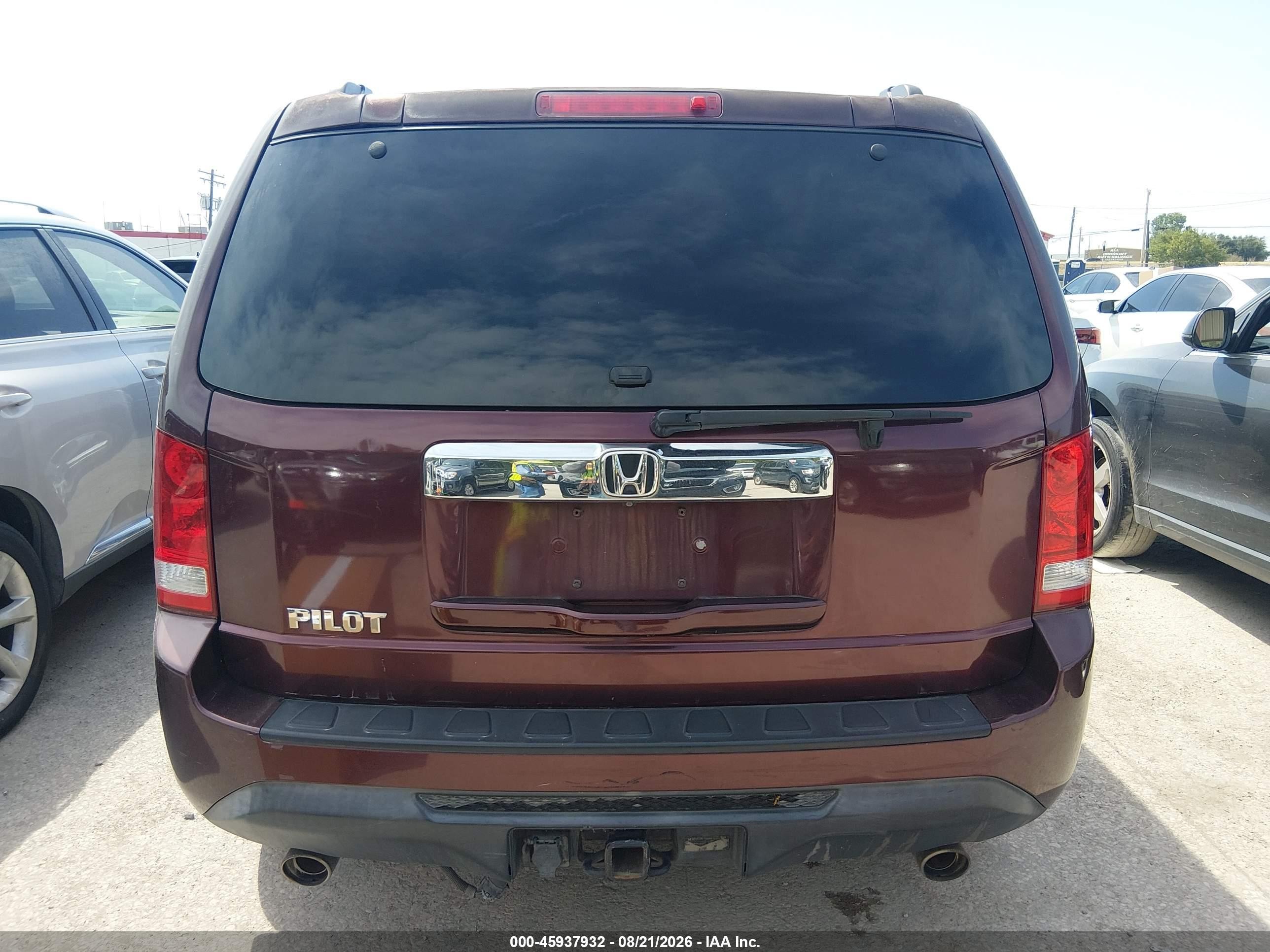 2012 Honda Pilot Ex-l Burgundy vin: 5FNYF3H69CB015890