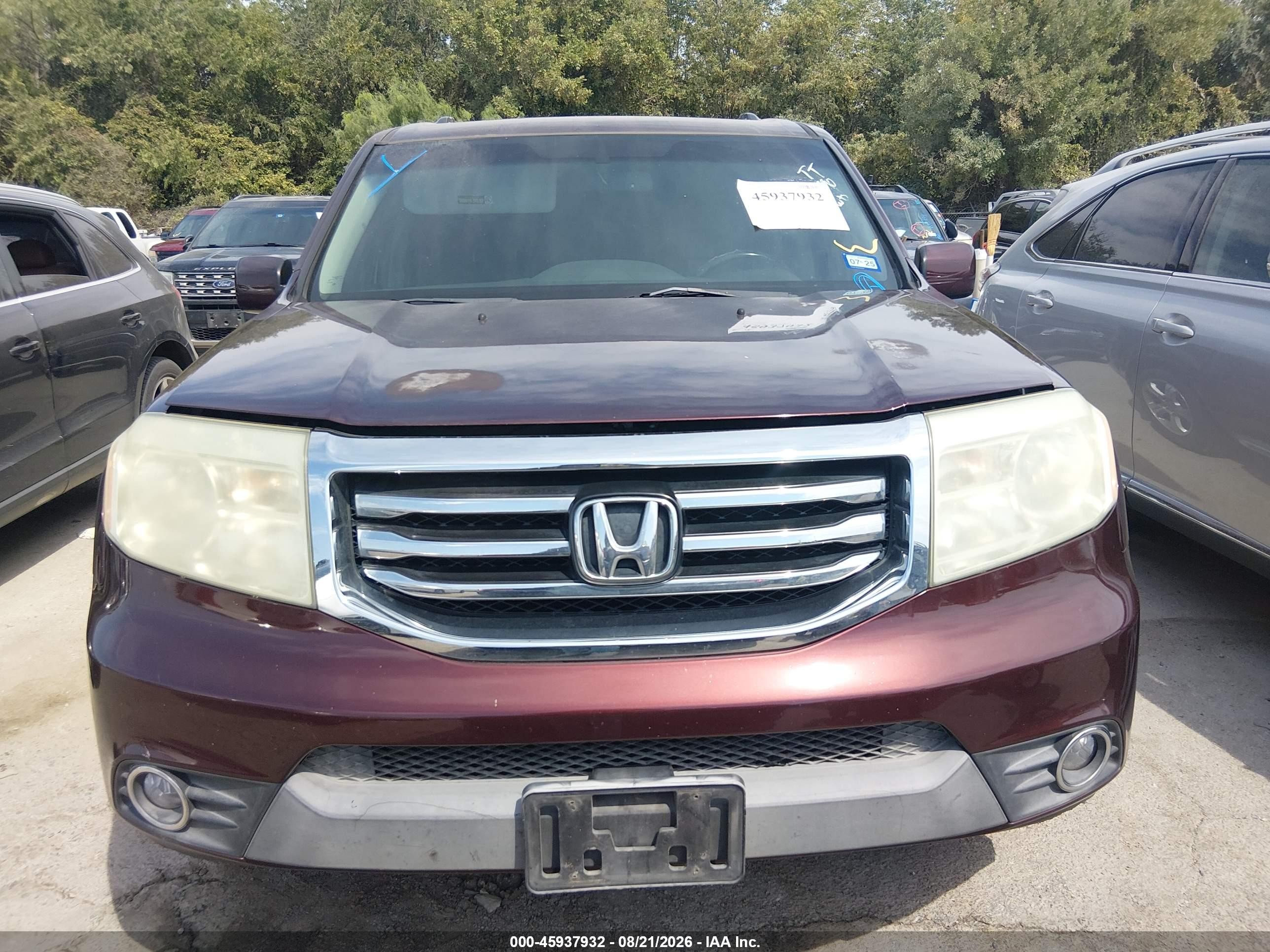2012 Honda Pilot Ex-l Burgundy vin: 5FNYF3H69CB015890
