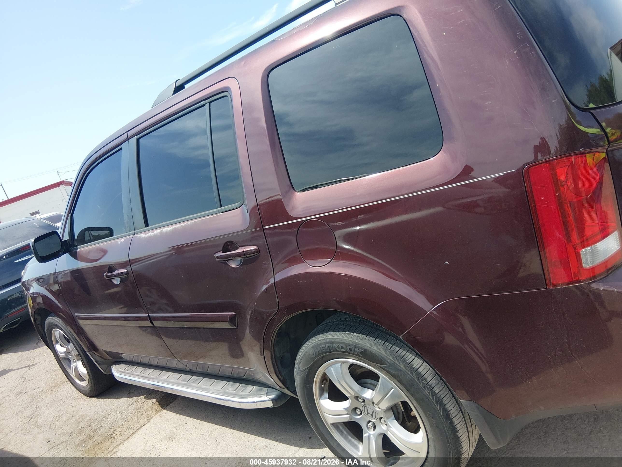 2012 Honda Pilot Ex-l Burgundy vin: 5FNYF3H69CB015890