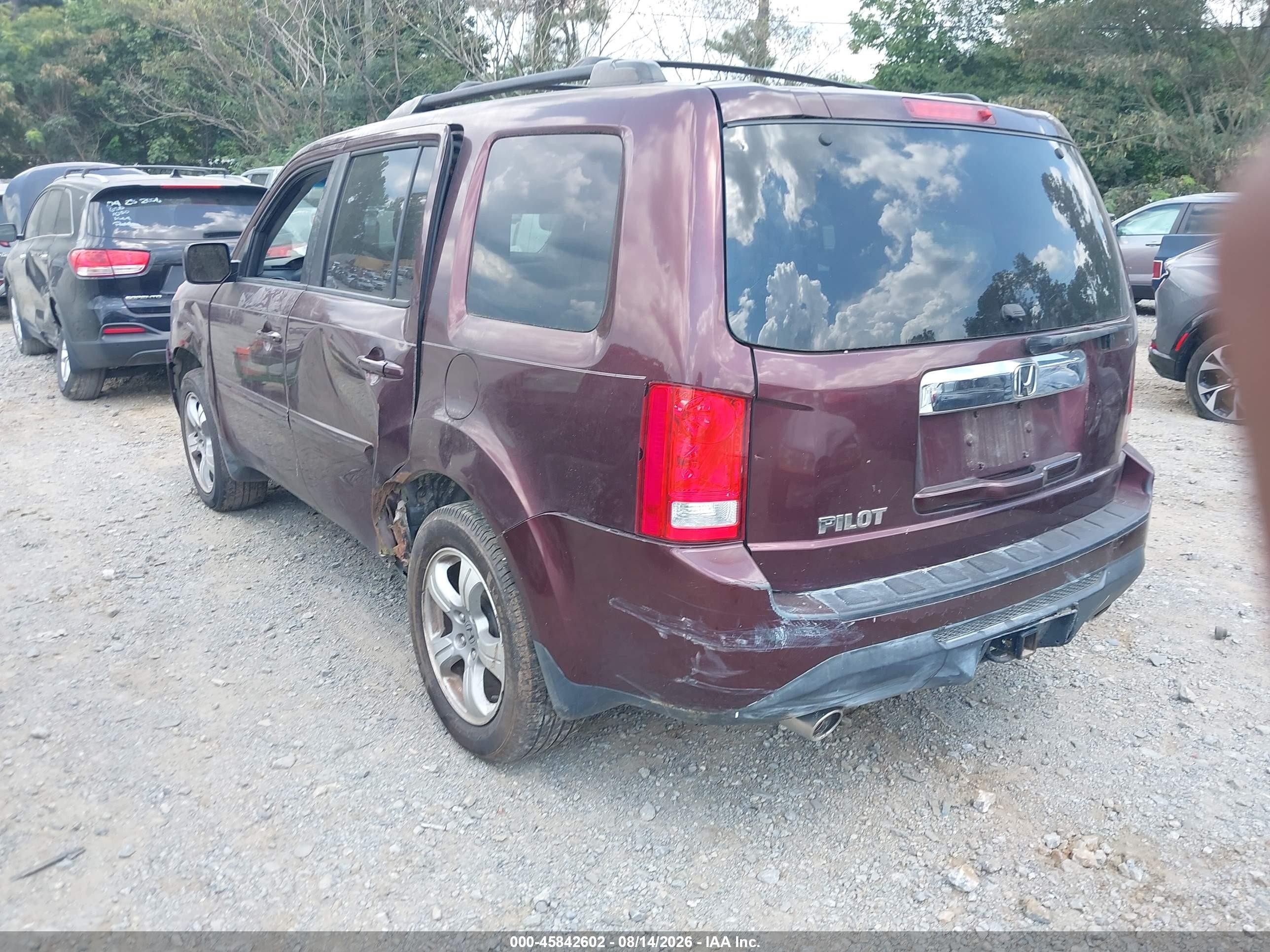 2012 Honda Pilot Ex-l Burgundy vin: 5FNYF3H72CB013259