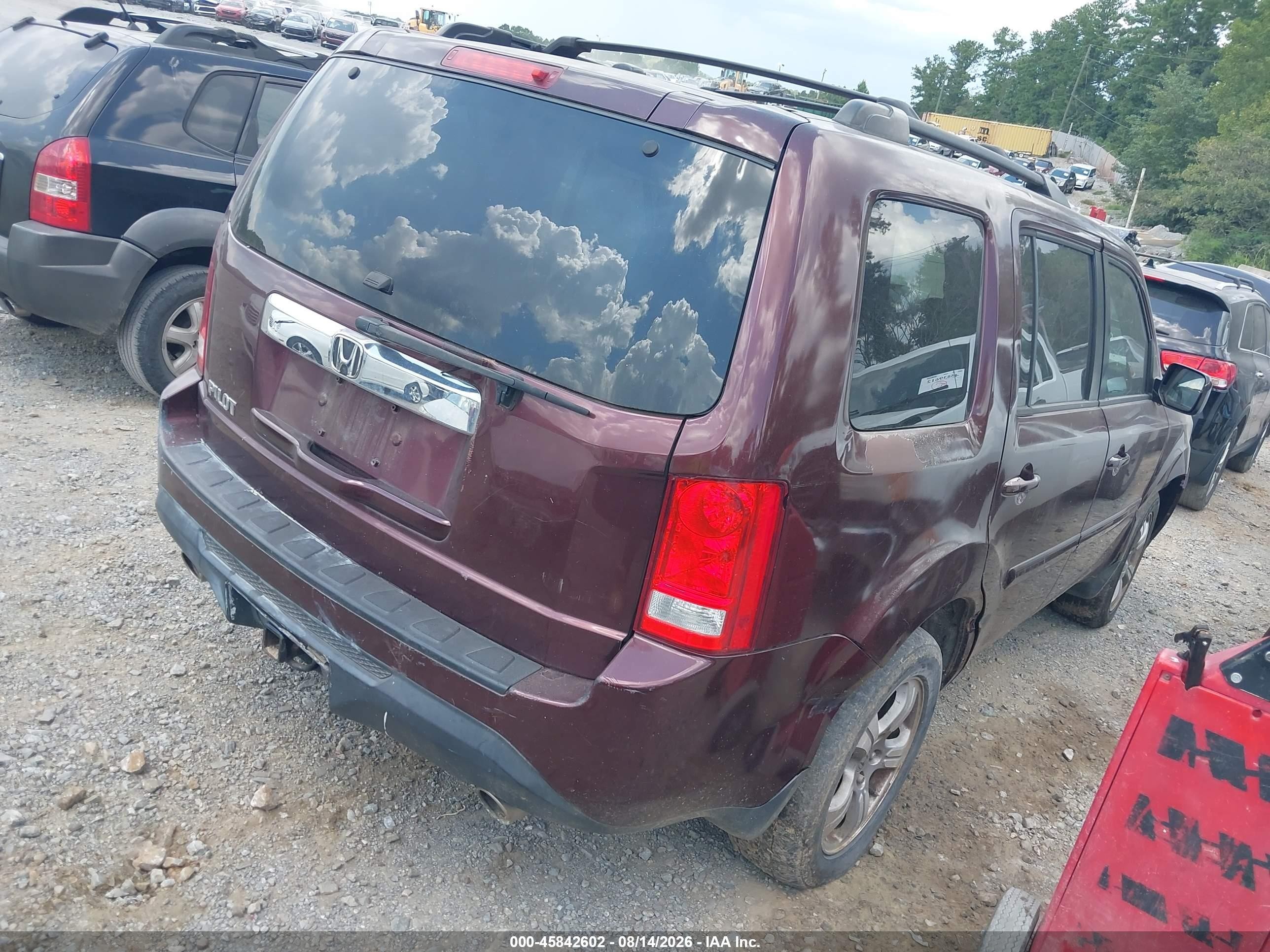 2012 Honda Pilot Ex-l Burgundy vin: 5FNYF3H72CB013259