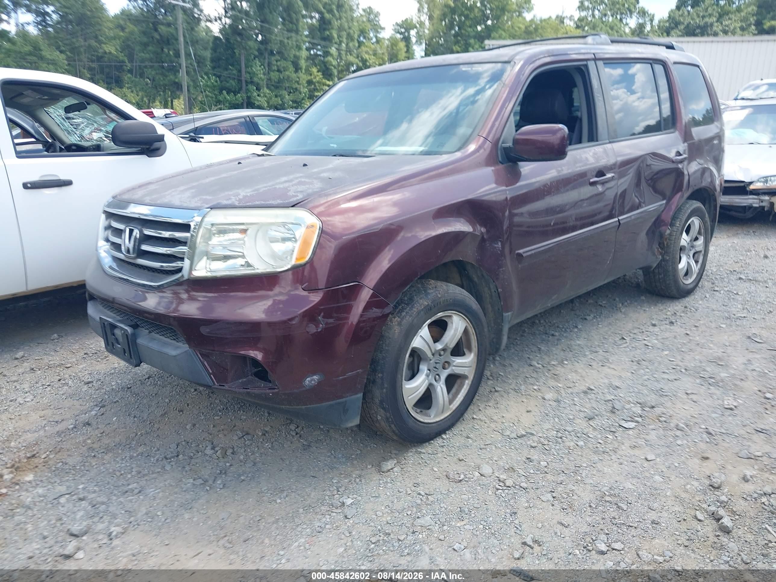 2012 Honda Pilot Ex-l Burgundy vin: 5FNYF3H72CB013259