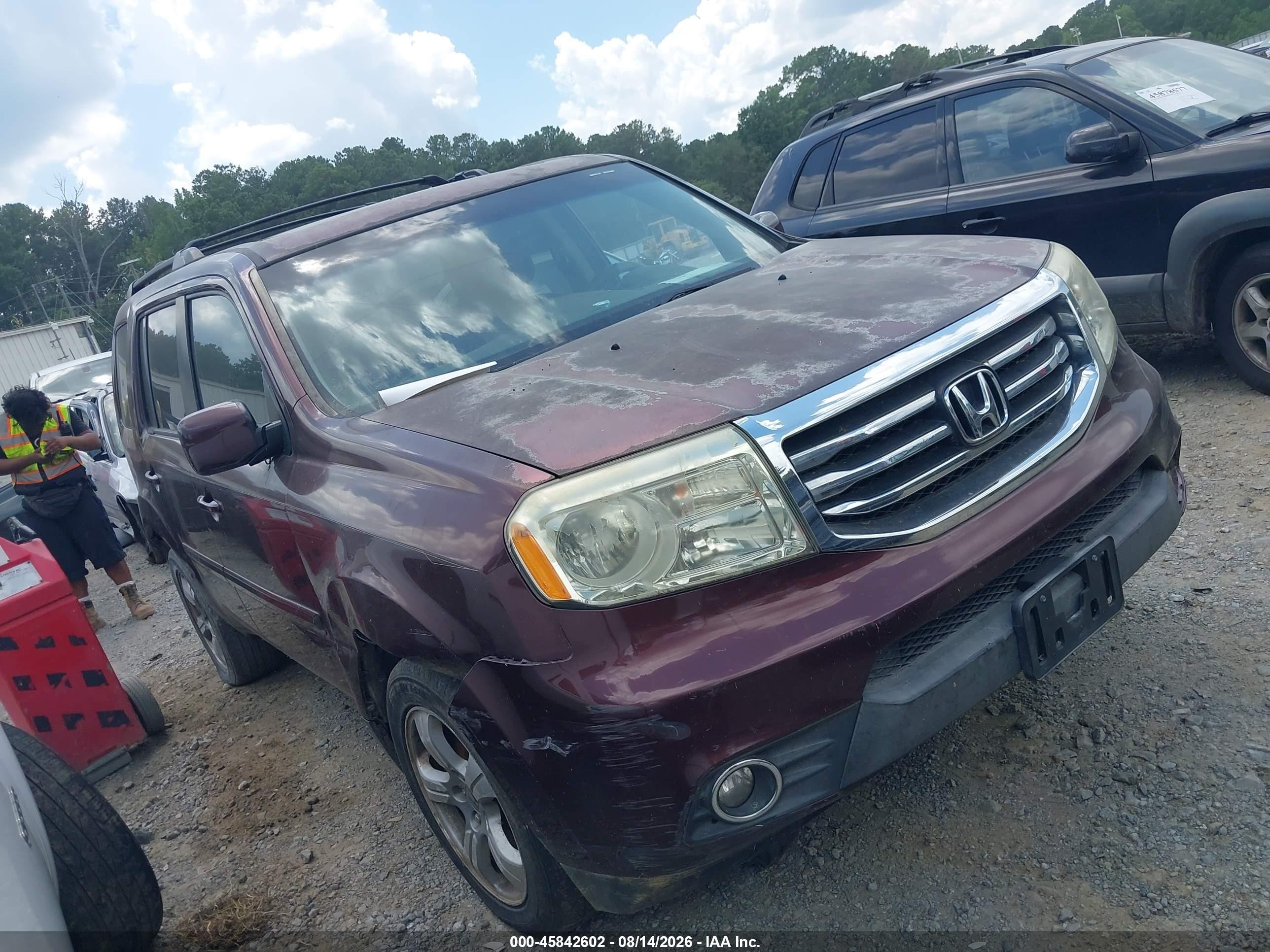 2012 Honda Pilot Ex-l Burgundy vin: 5FNYF3H72CB013259