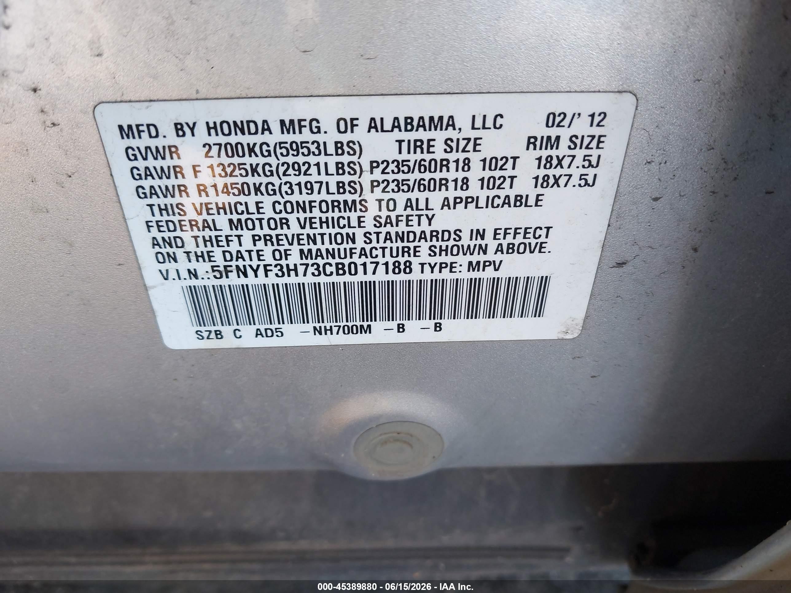 2012 Honda Pilot Ex-l Серебряный vin: 5FNYF3H73CB017188
