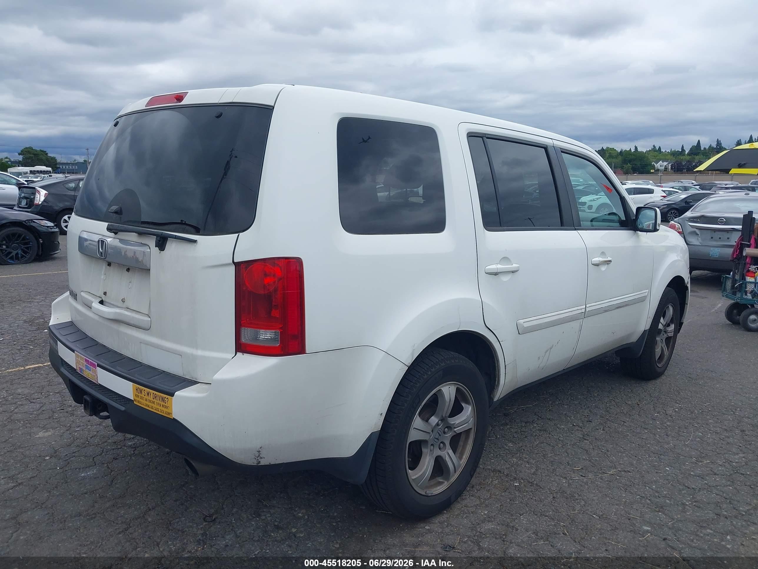2012 Honda Pilot Ex-l White vin: 5FNYF3H73CB044164