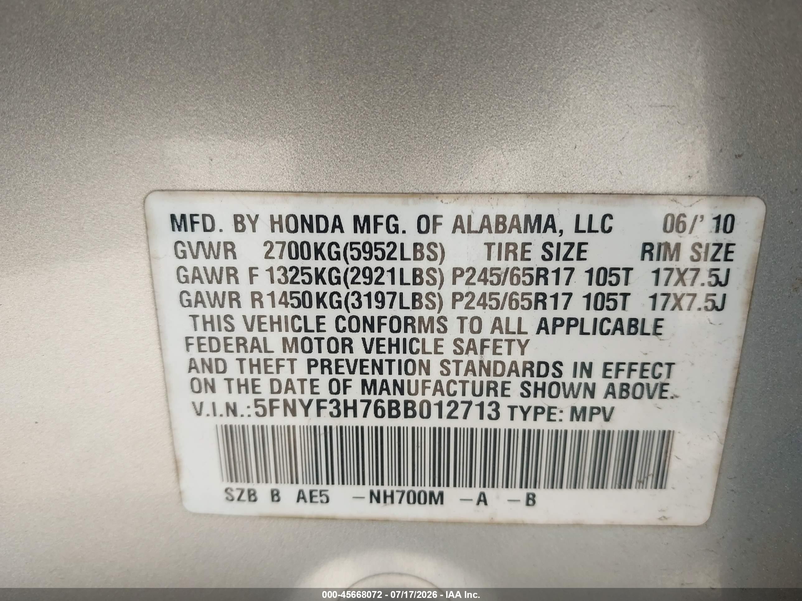 2011 Honda Pilot Ex-l Серебряный vin: 5FNYF3H76BB012713