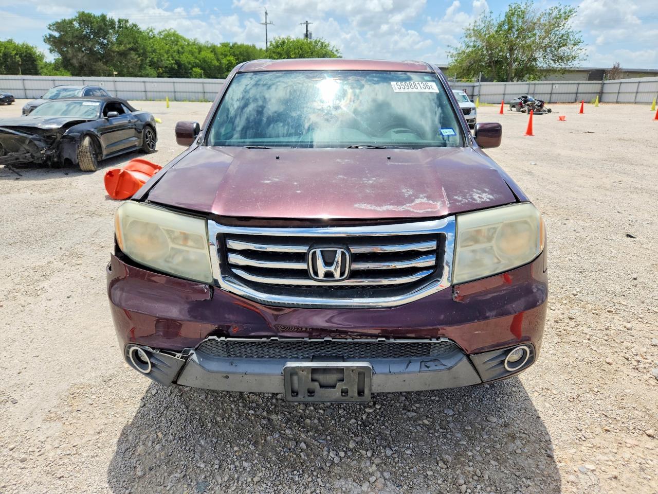 2013 Honda Pilot Exln Maroon vin: 5FNYF3H77DB024307