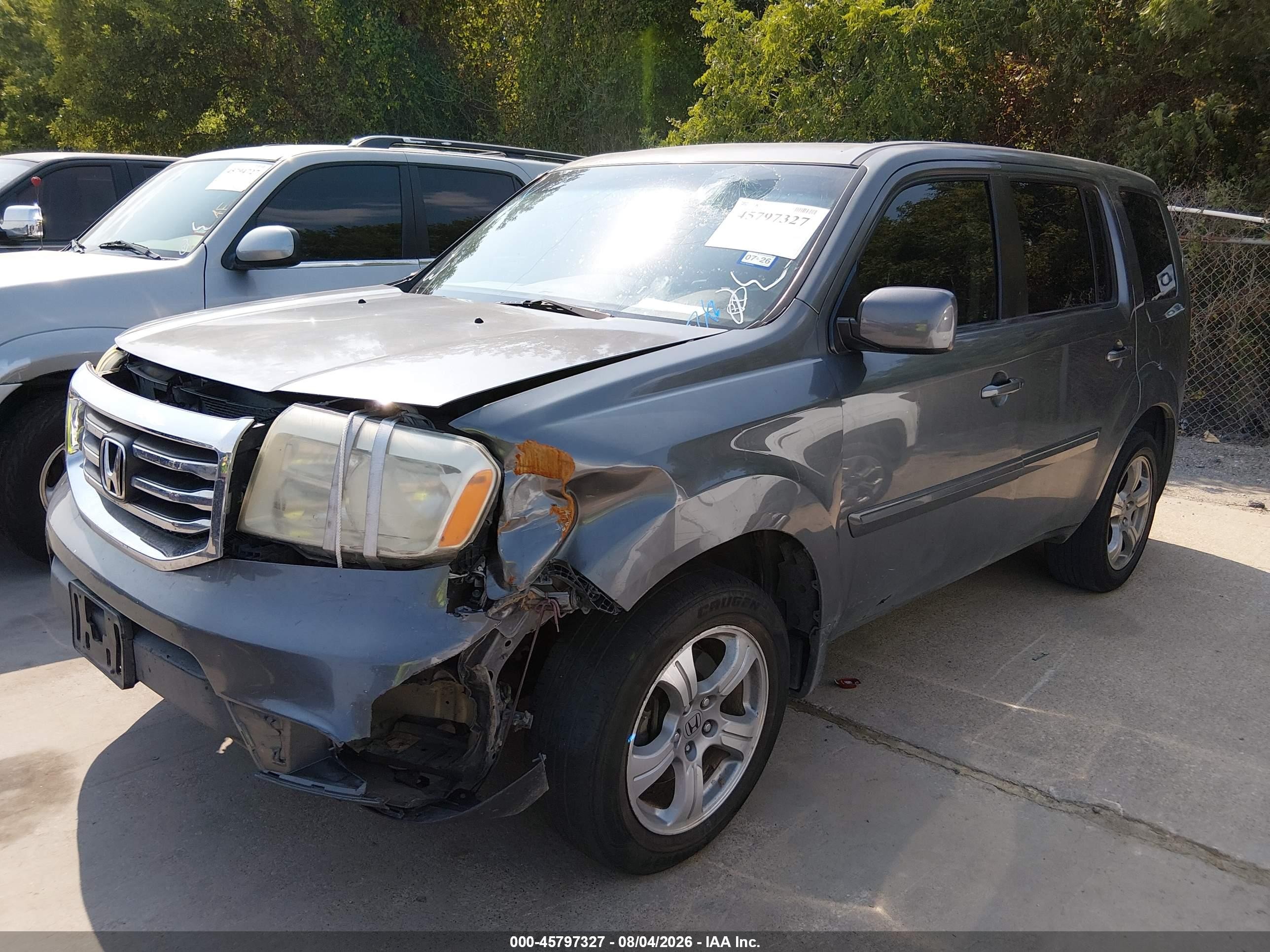 2013 Honda Pilot Ex-l Gray vin: 5FNYF3H77DB038546
