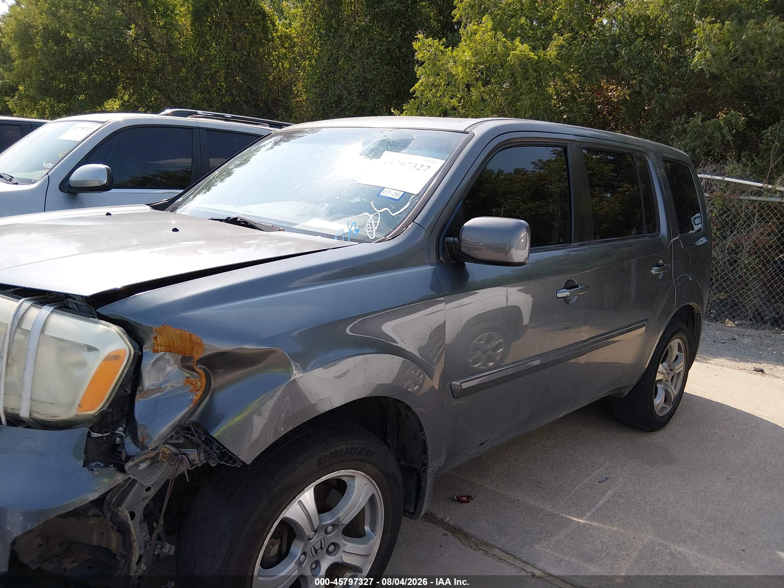 2013 Honda Pilot Ex-l Gray vin: 5FNYF3H77DB038546