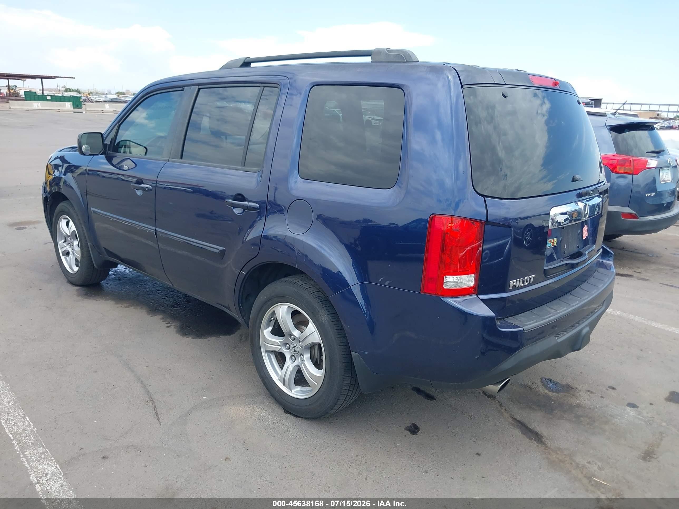 2014 Honda Pilot Ex-l Blue vin: 5FNYF3H79EB011866