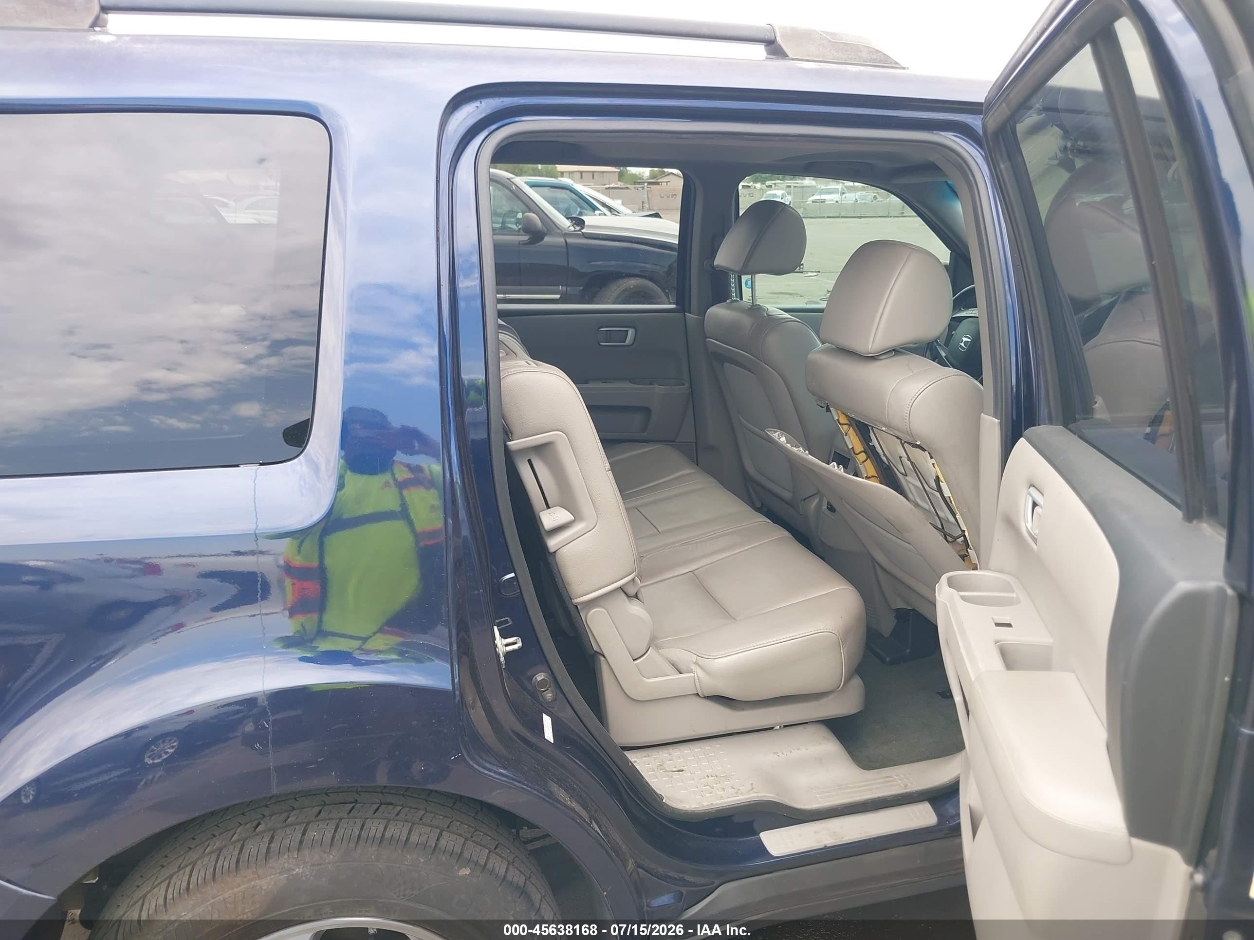 2014 Honda Pilot Ex-l Blue vin: 5FNYF3H79EB011866