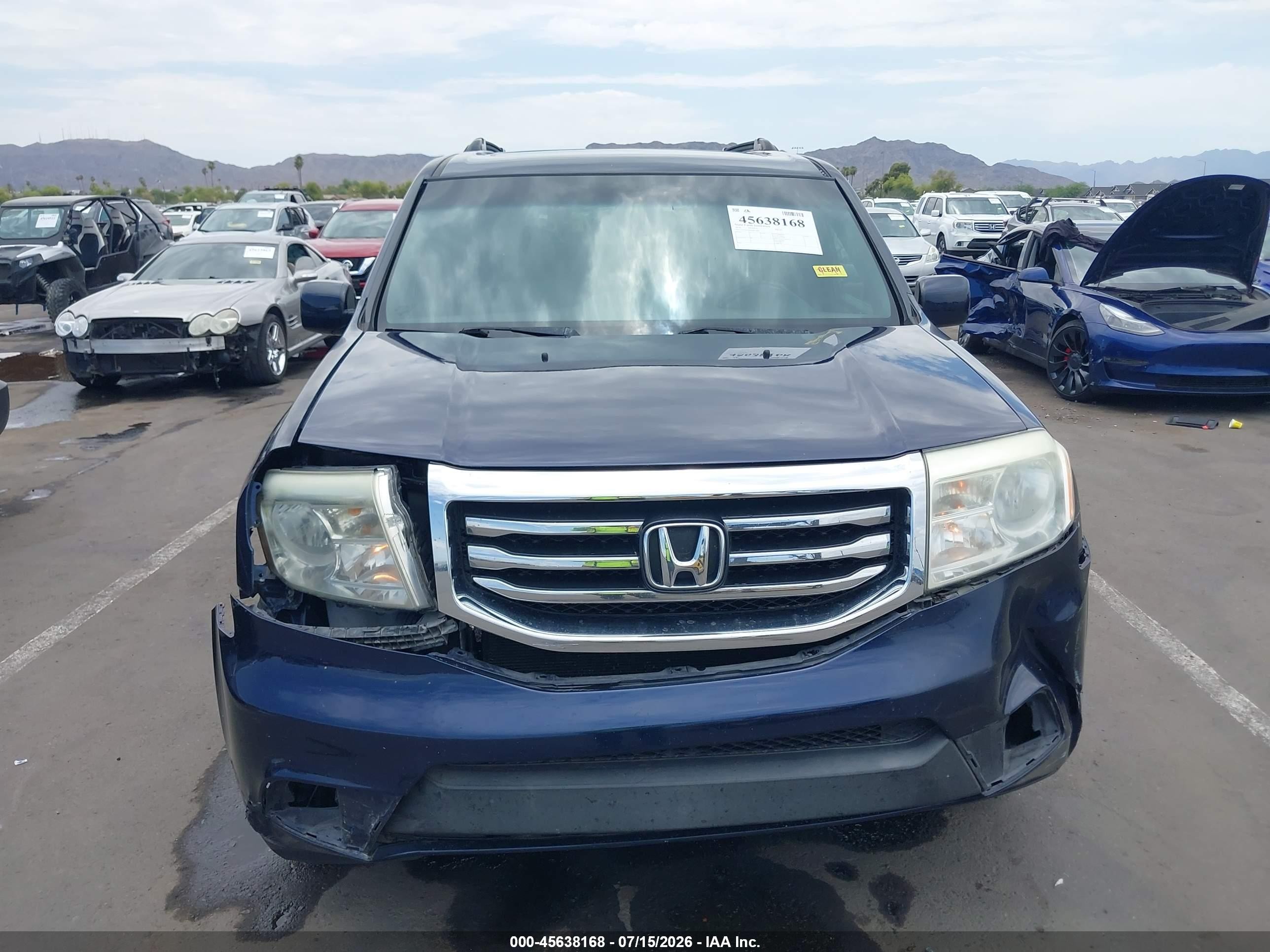 2014 Honda Pilot Ex-l Blue vin: 5FNYF3H79EB011866