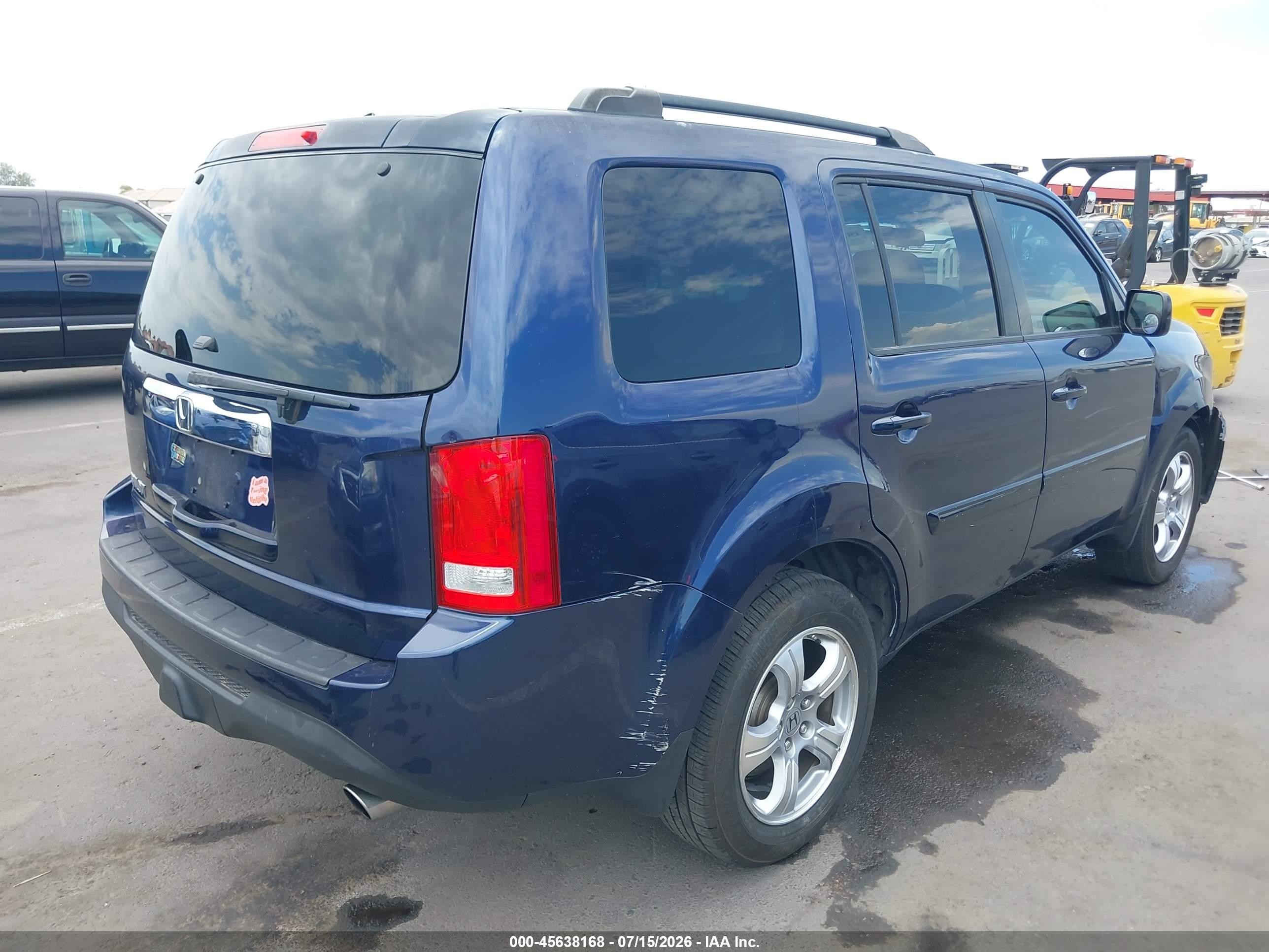 2014 Honda Pilot Ex-l Blue vin: 5FNYF3H79EB011866