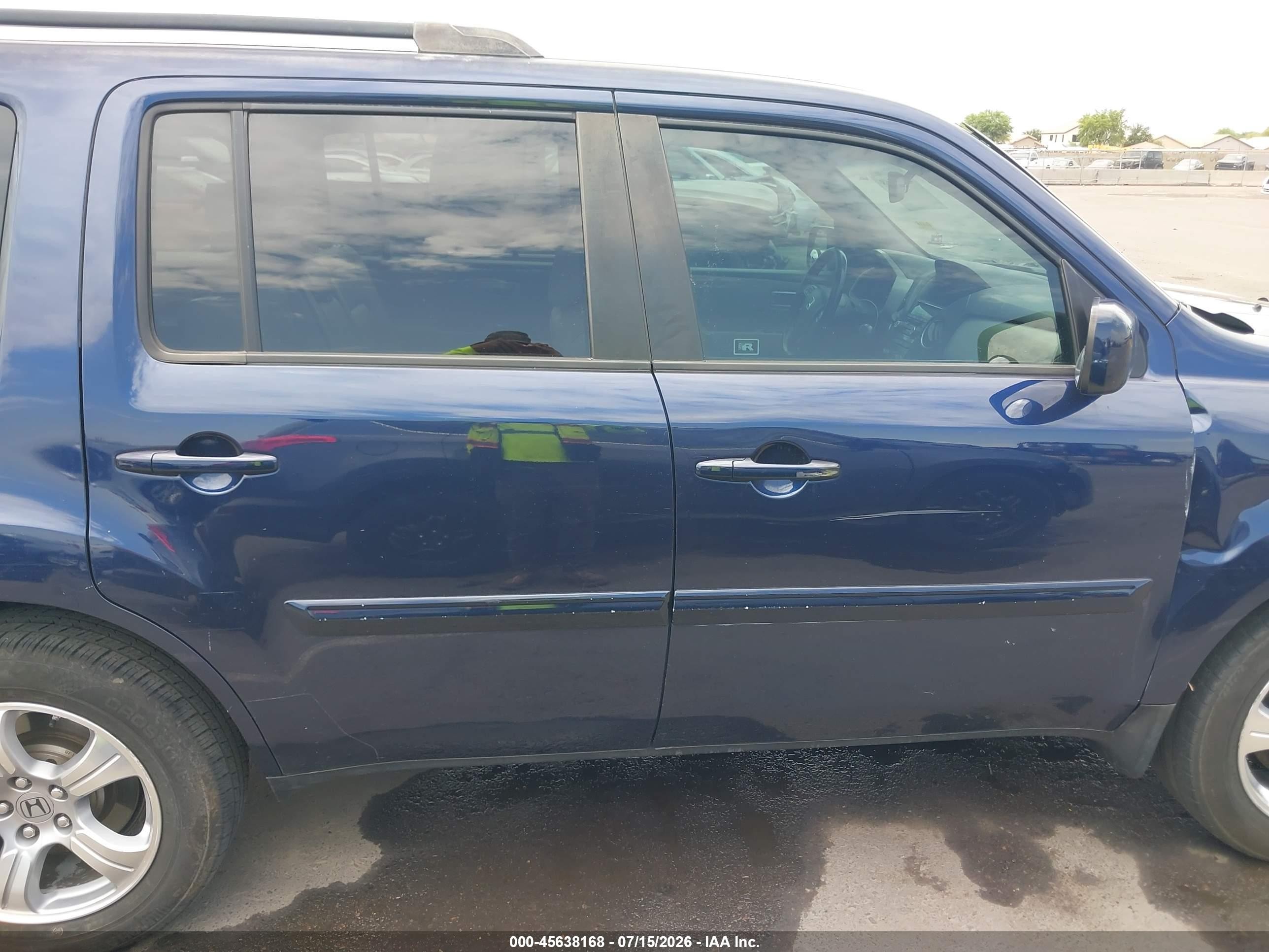 2014 Honda Pilot Ex-l Blue vin: 5FNYF3H79EB011866