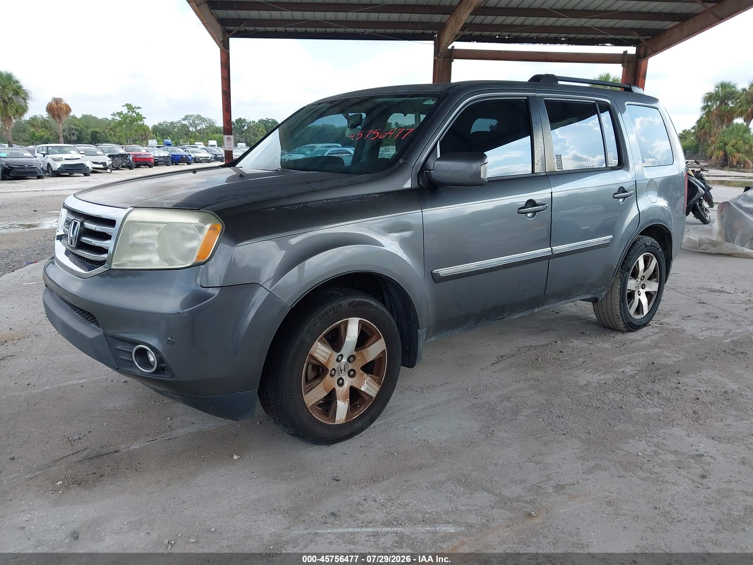 2013 Honda Pilot Touring Серый vin: 5FNYF3H91DB039967