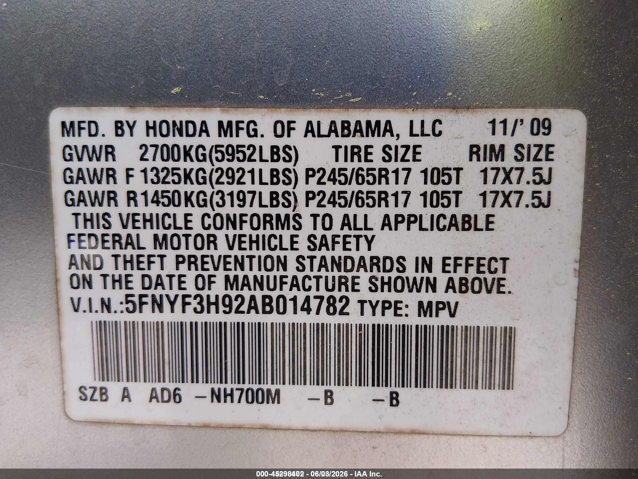 2010 Honda Pilot Touring Silver vin: 5FNYF3H92AB014782
