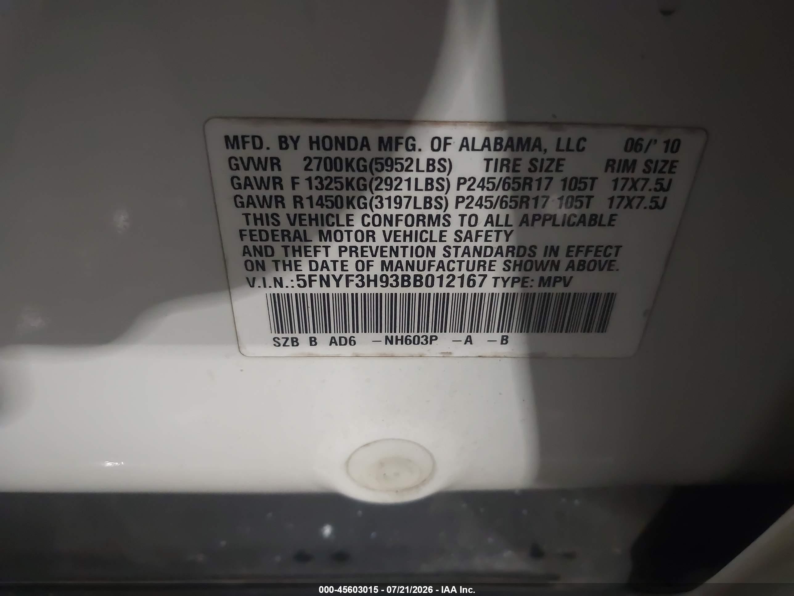 2011 Honda Pilot Touring Белый vin: 5FNYF3H93BB012167