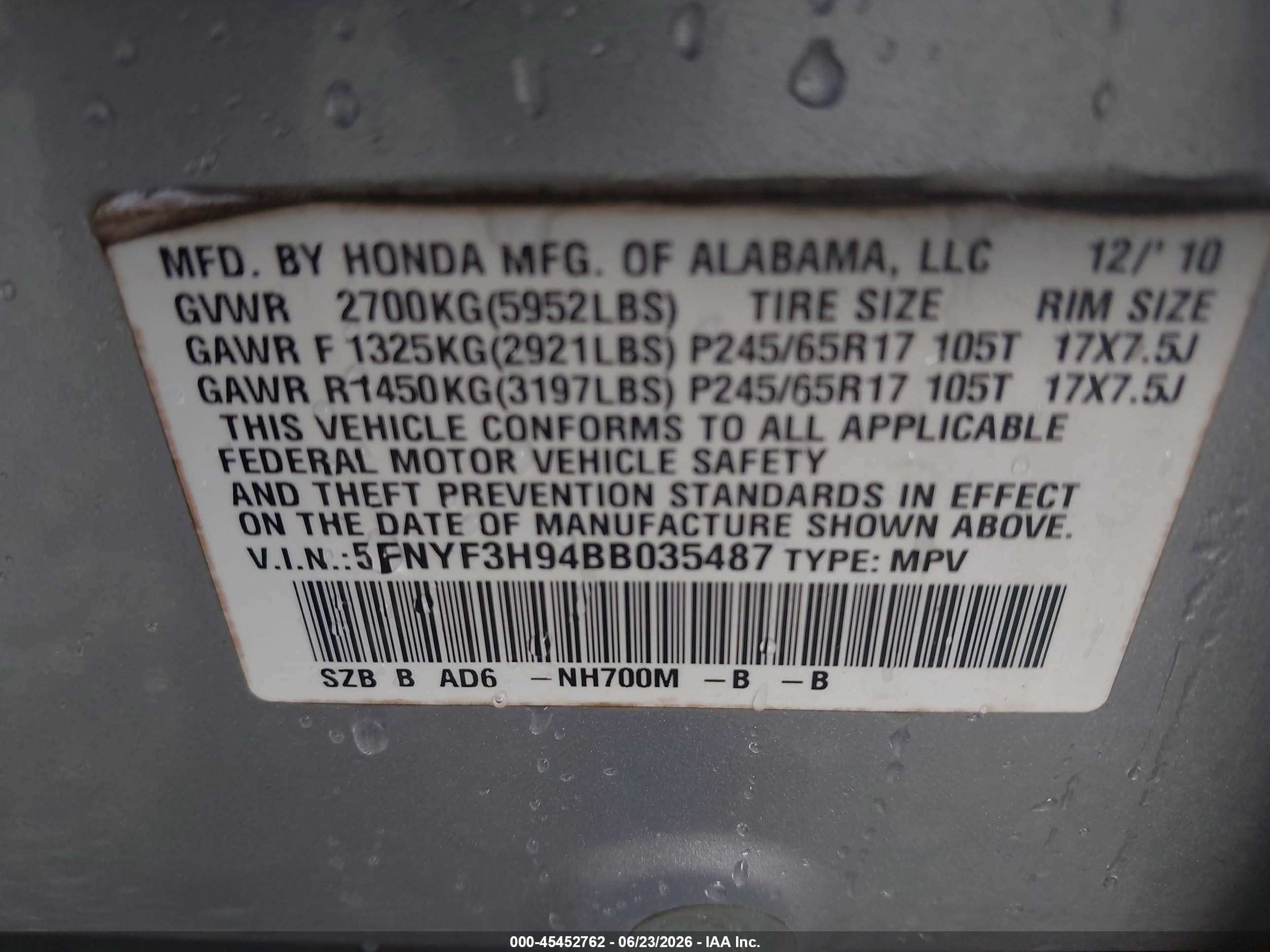 2011 Honda Pilot Touring Silver vin: 5FNYF3H94BB035487