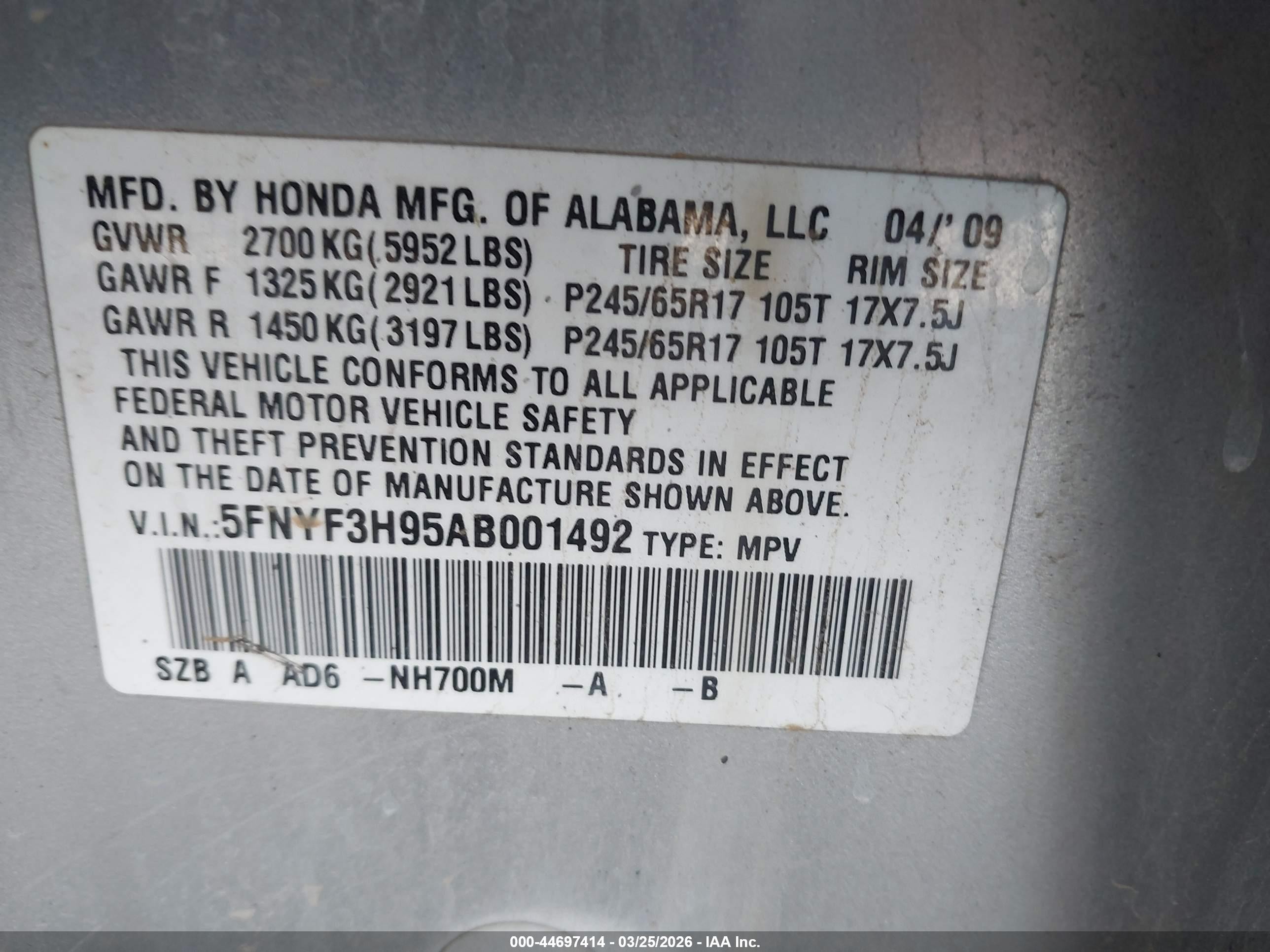 2010 Honda Pilot Touring Silver vin: 5FNYF3H95AB001492