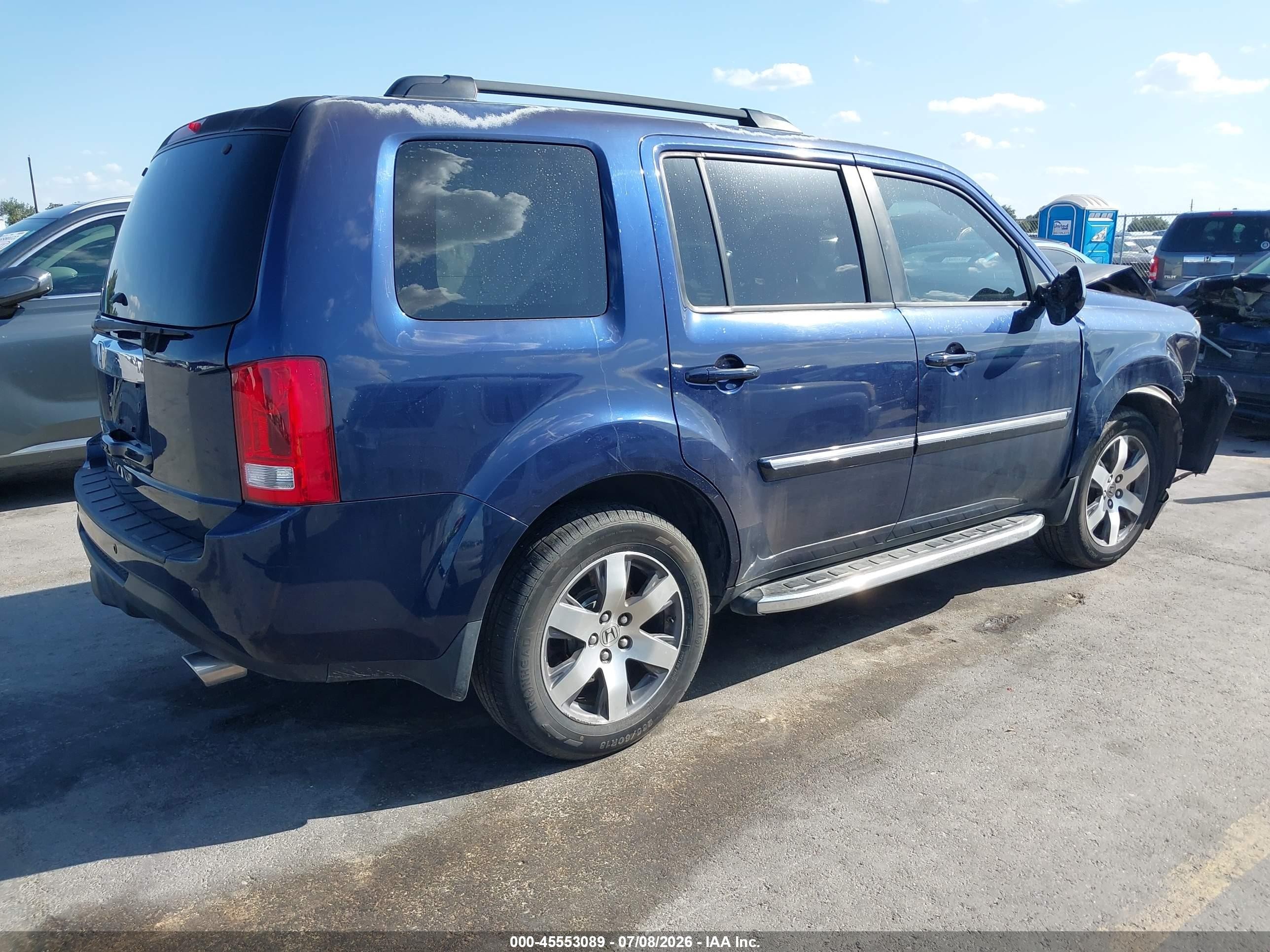2013 Honda Pilot Touring Dark Blue vin: 5FNYF3H97DB028133