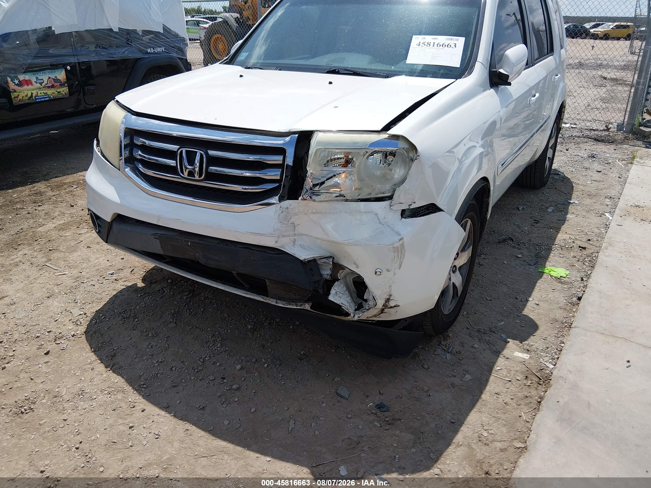 2014 Honda Pilot Touring White vin: 5FNYF3H97EB028246