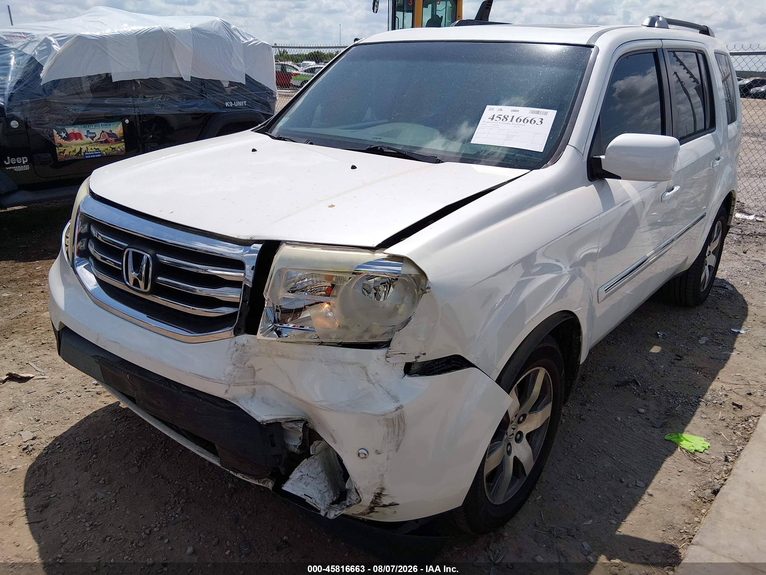 2014 Honda Pilot Touring White vin: 5FNYF3H97EB028246