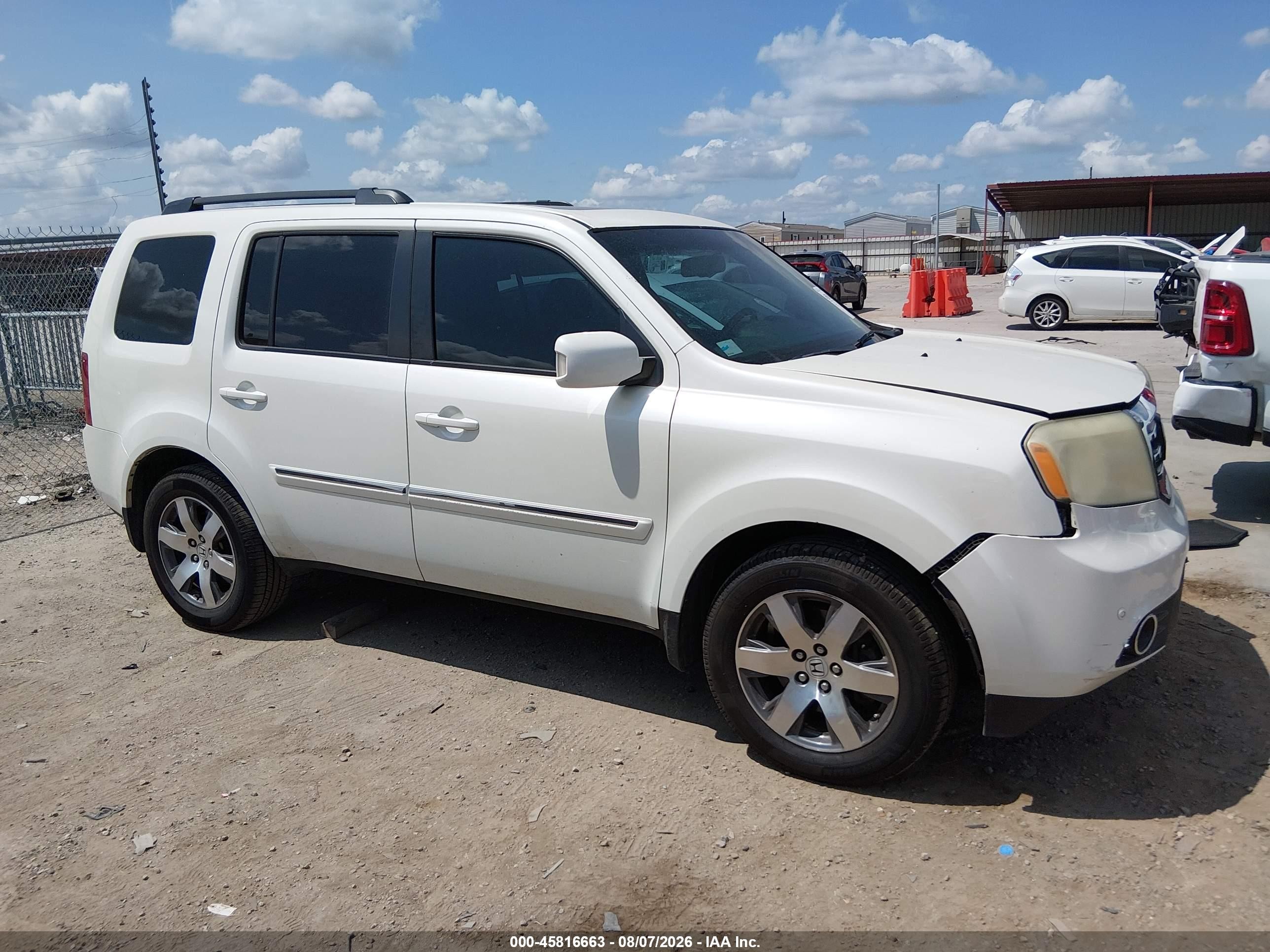 2014 Honda Pilot Touring White vin: 5FNYF3H97EB028246