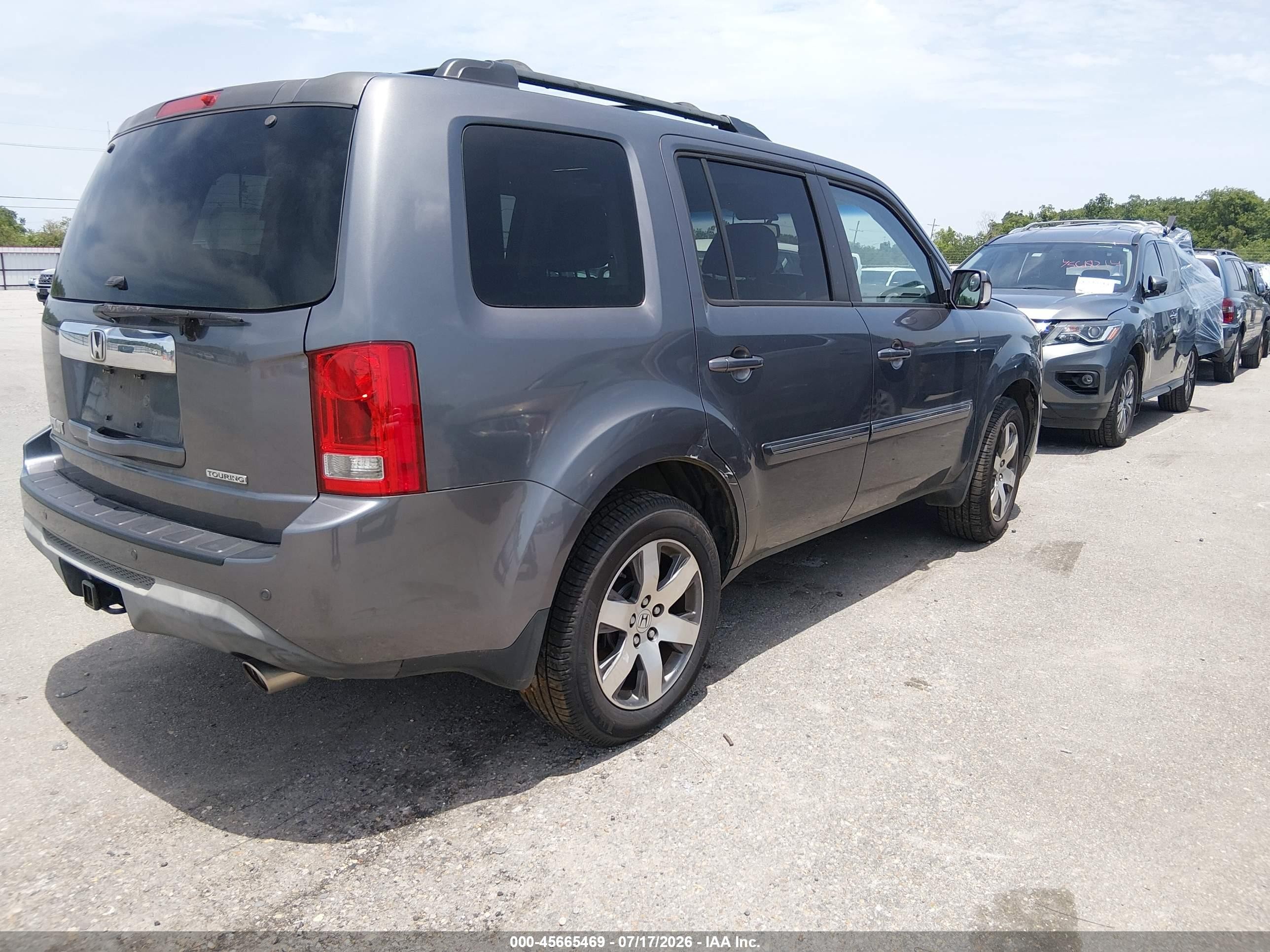 2015 Honda Pilot Touring Gray vin: 5FNYF3H97FB012338
