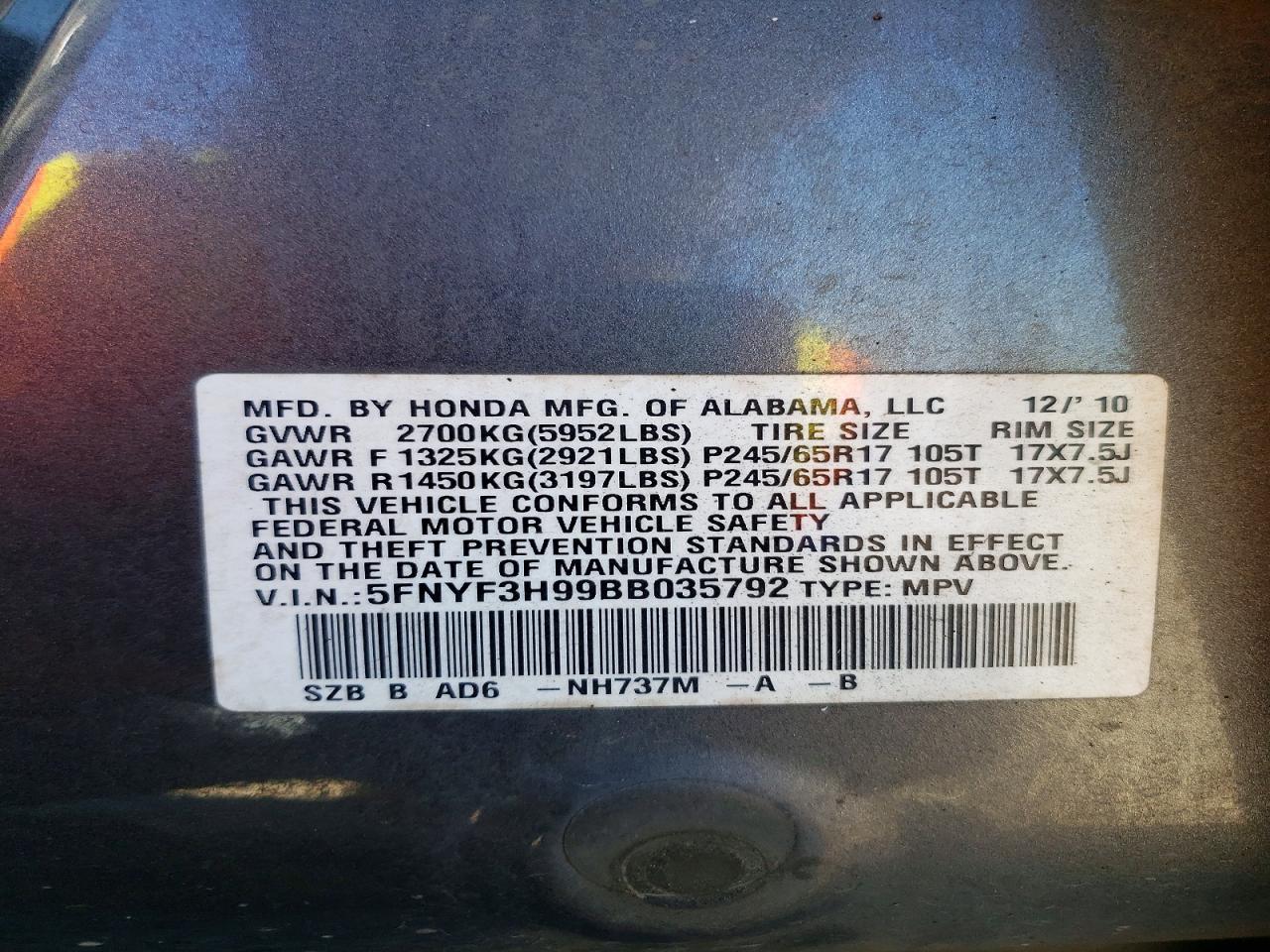 2011 Honda Pilot Touring Silver vin: 5FNYF3H99BB035792