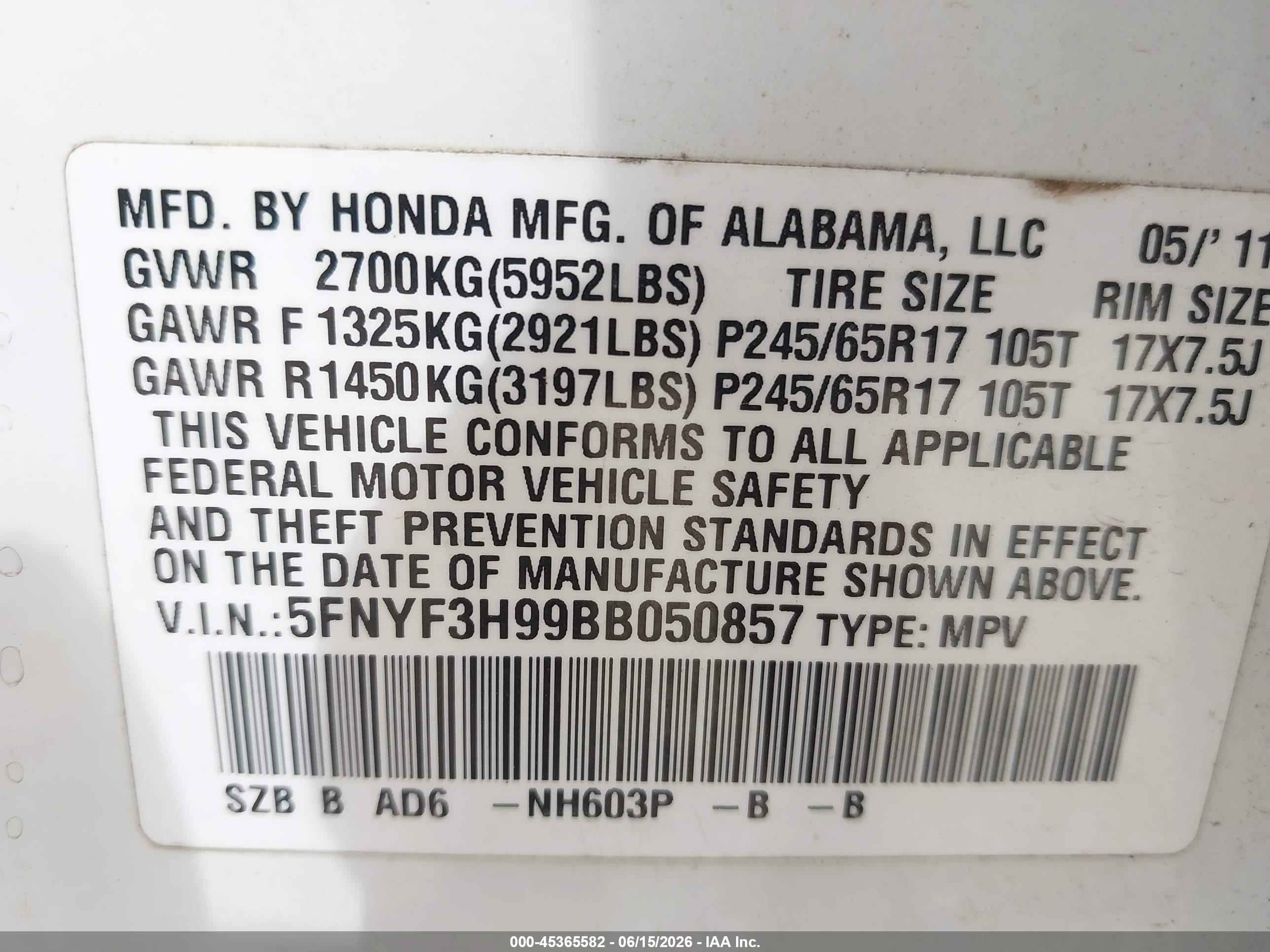 2011 Honda Pilot Touring Белый vin: 5FNYF3H99BB050857