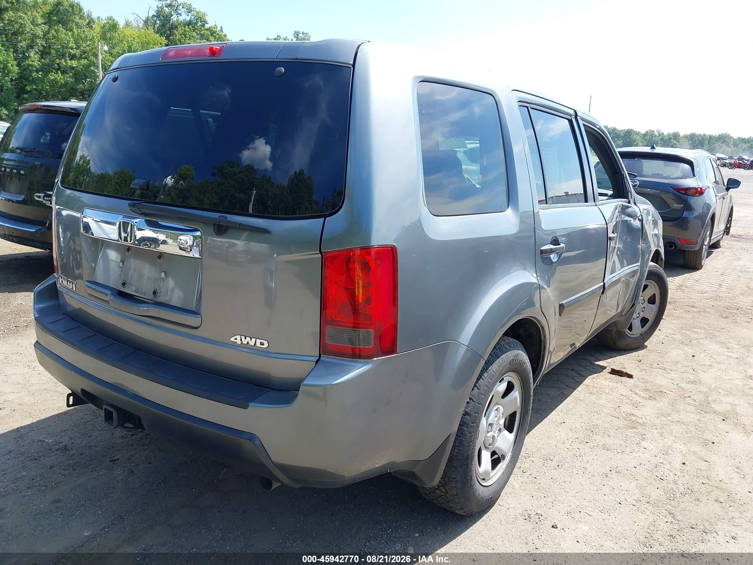 2009 Honda Pilot Lx Gray vin: 5FNYF48249B043284