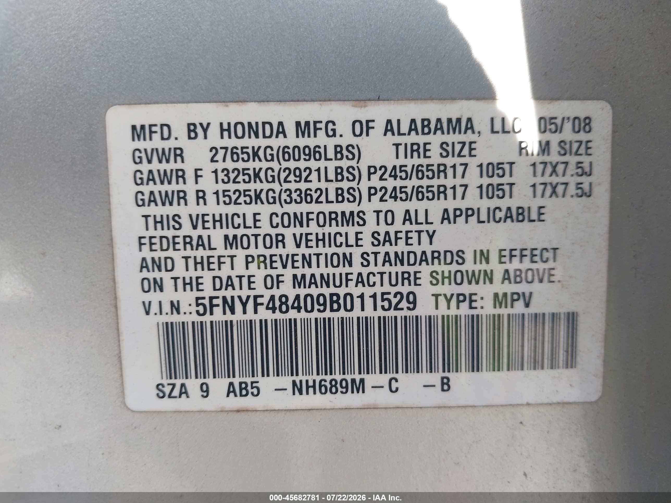 2009 Honda Pilot Ex Silver vin: 5FNYF48409B011529