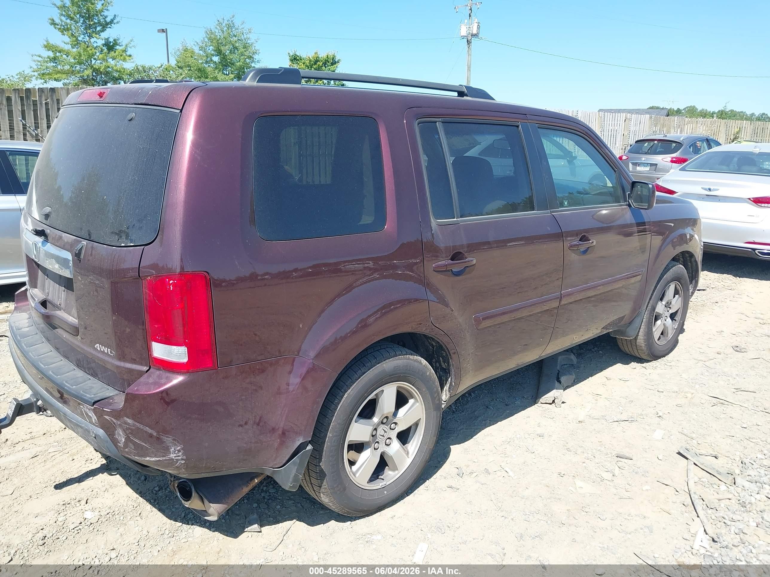 2009 Honda Pilot Ex Purple vin: 5FNYF48439B047716