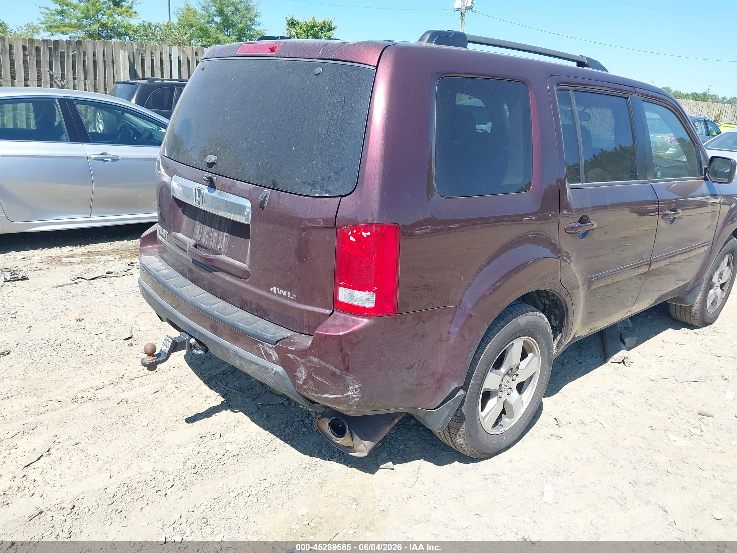 2009 Honda Pilot Ex Purple vin: 5FNYF48439B047716
