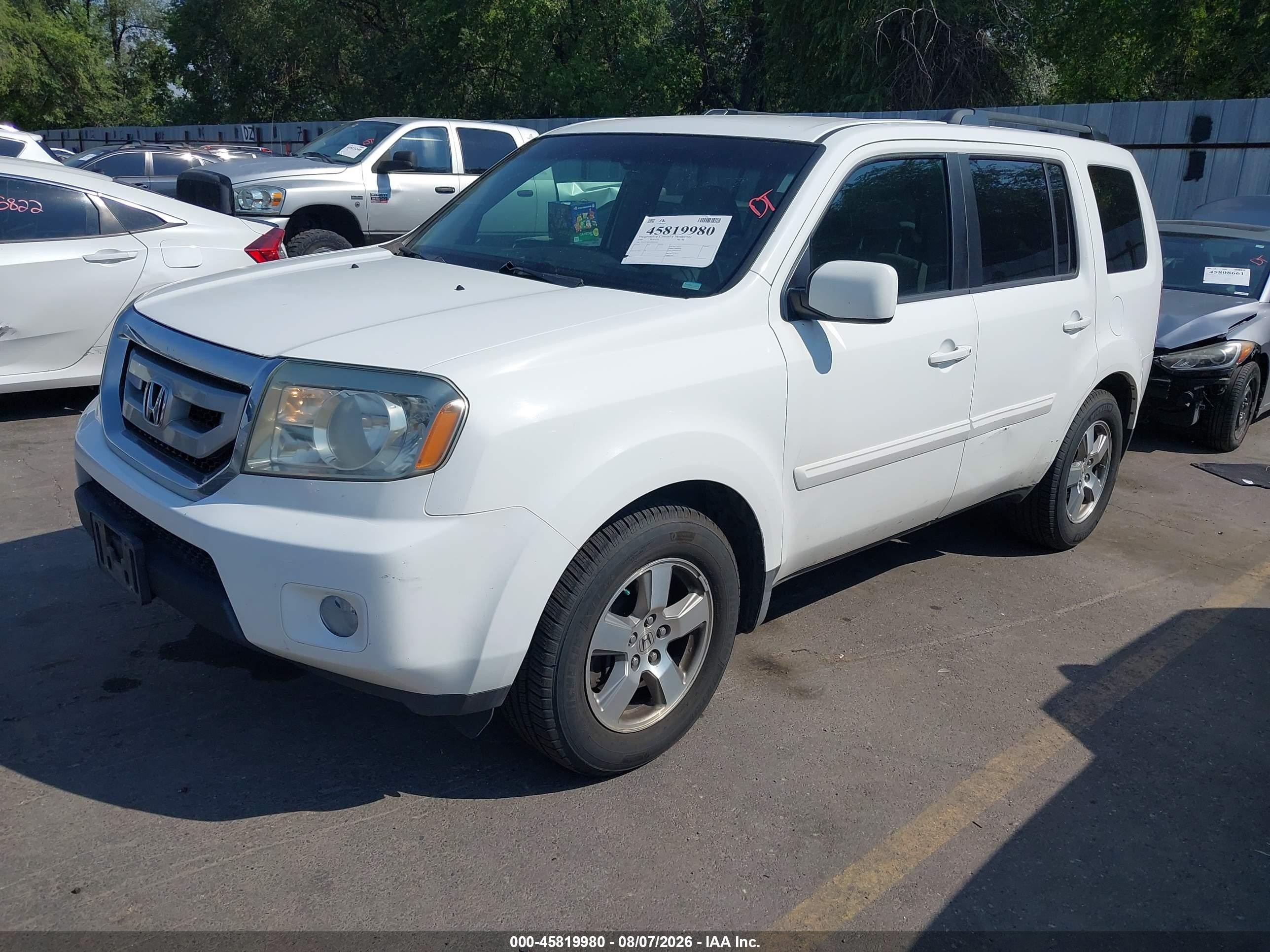 2009 Honda Pilot Ex White vin: 5FNYF48459B044185