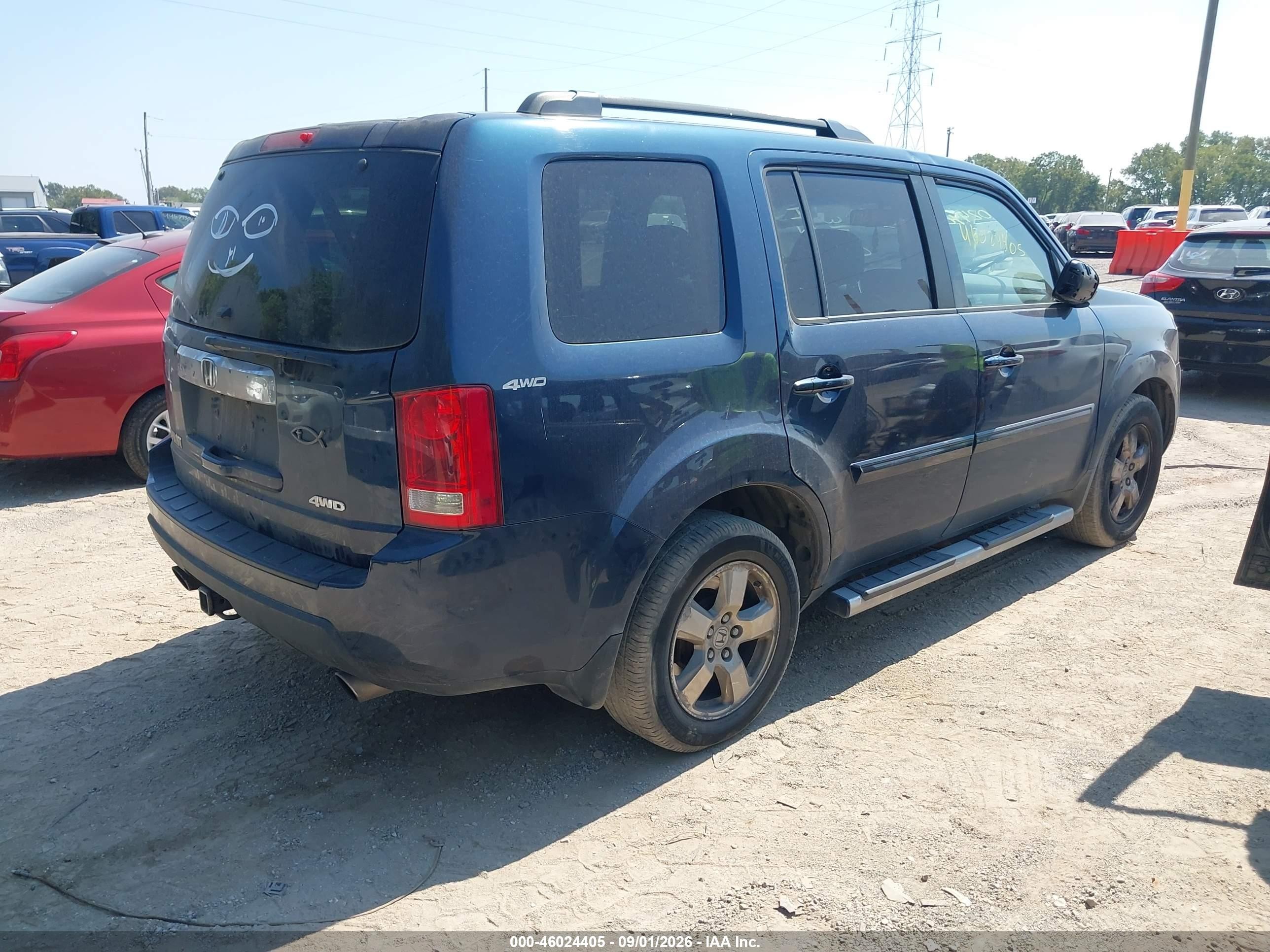 2009 Honda Pilot Ex-l Blue vin: 5FNYF48519B032365
