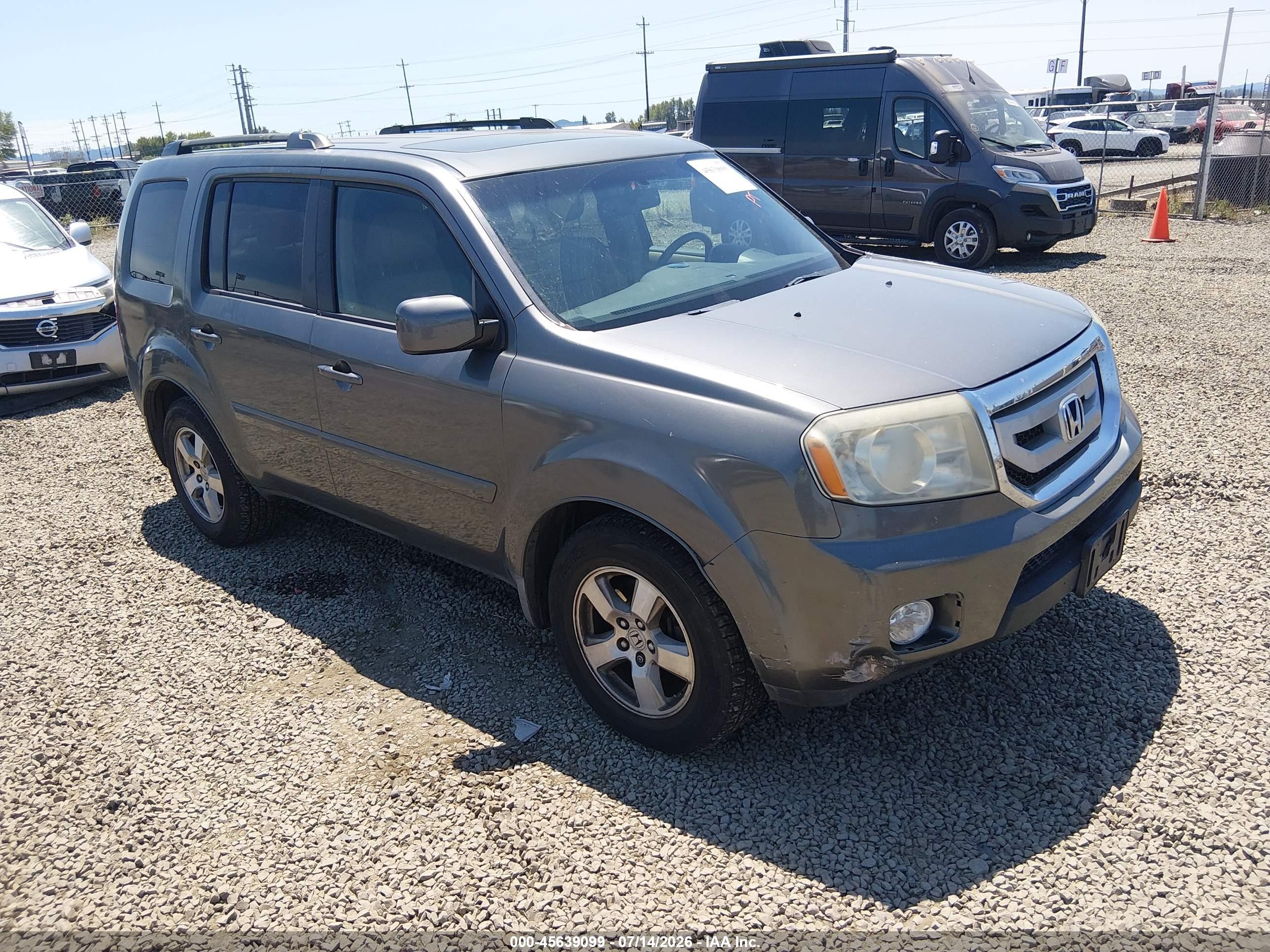 2009 Honda Pilot Ex-l Gray vin: 5FNYF48569B003783