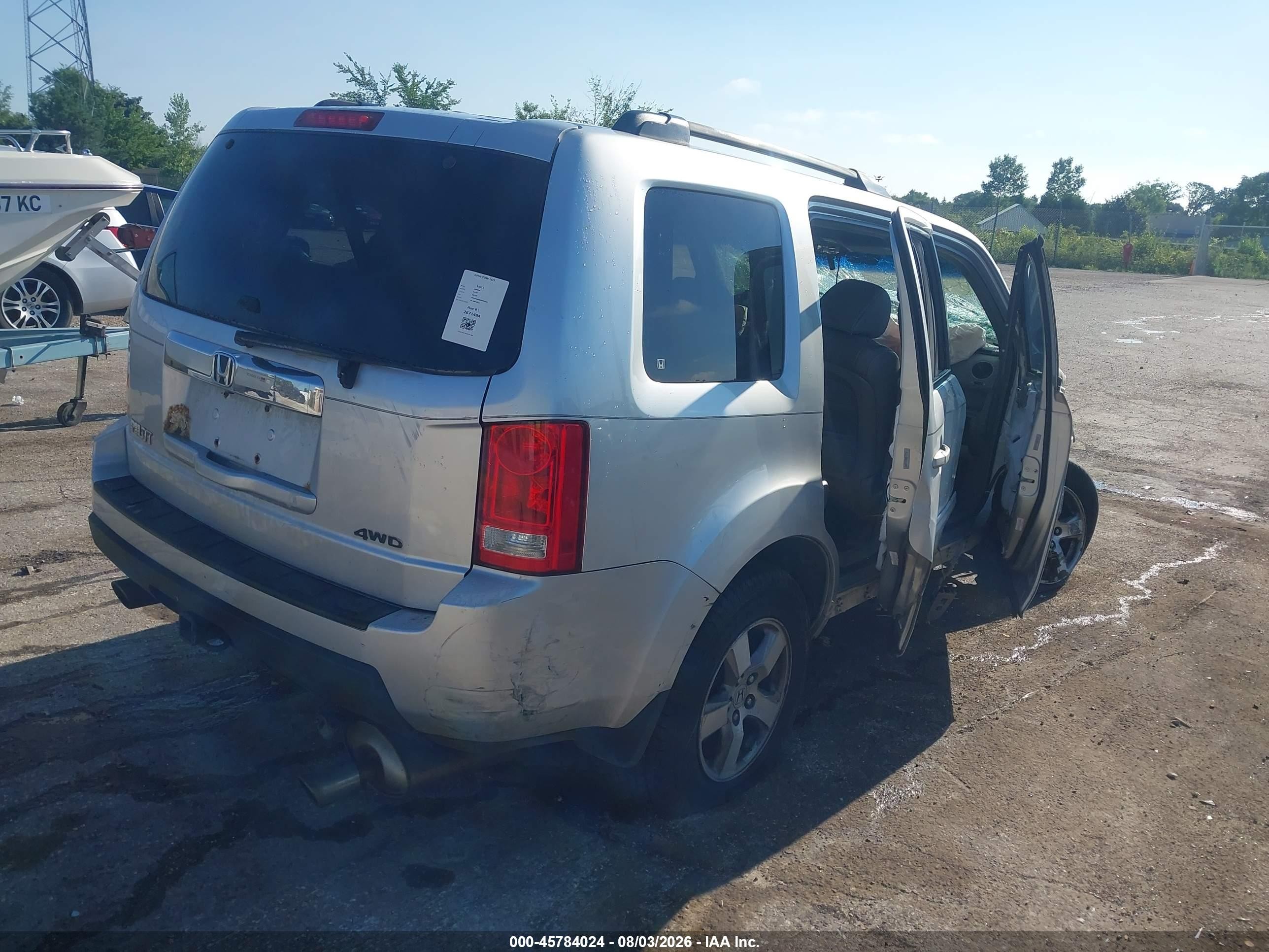 2009 Honda Pilot Ex-l Silver vin: 5FNYF48589B004224