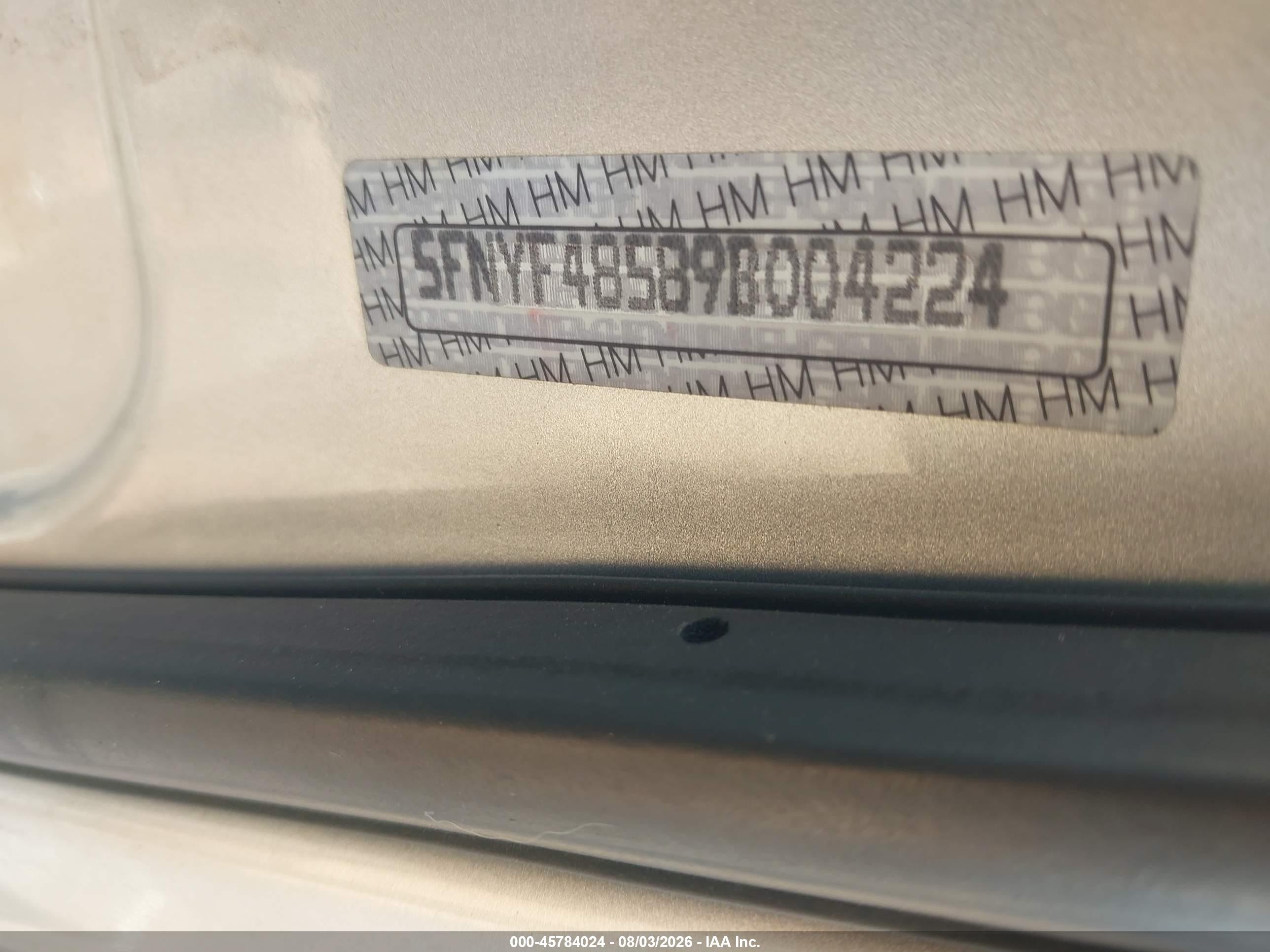 2009 Honda Pilot Ex-l Silver vin: 5FNYF48589B004224