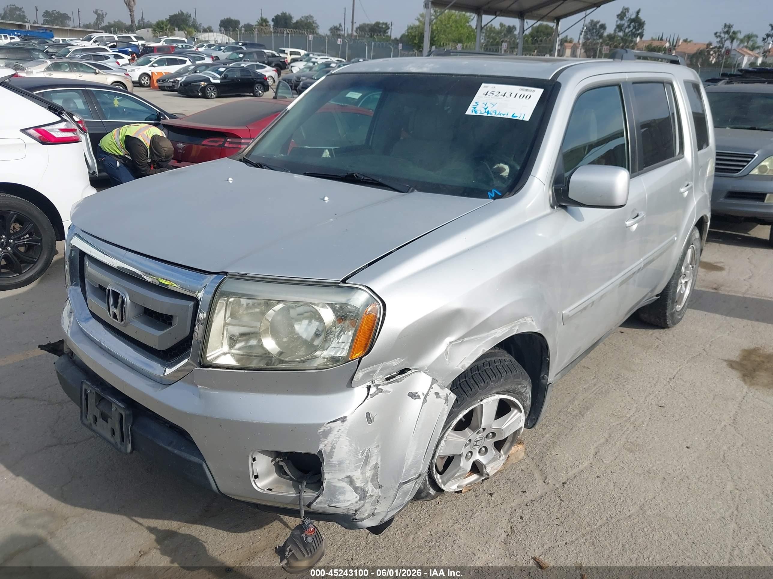 2009 Honda Pilot Ex-l Silver vin: 5FNYF48599B035093